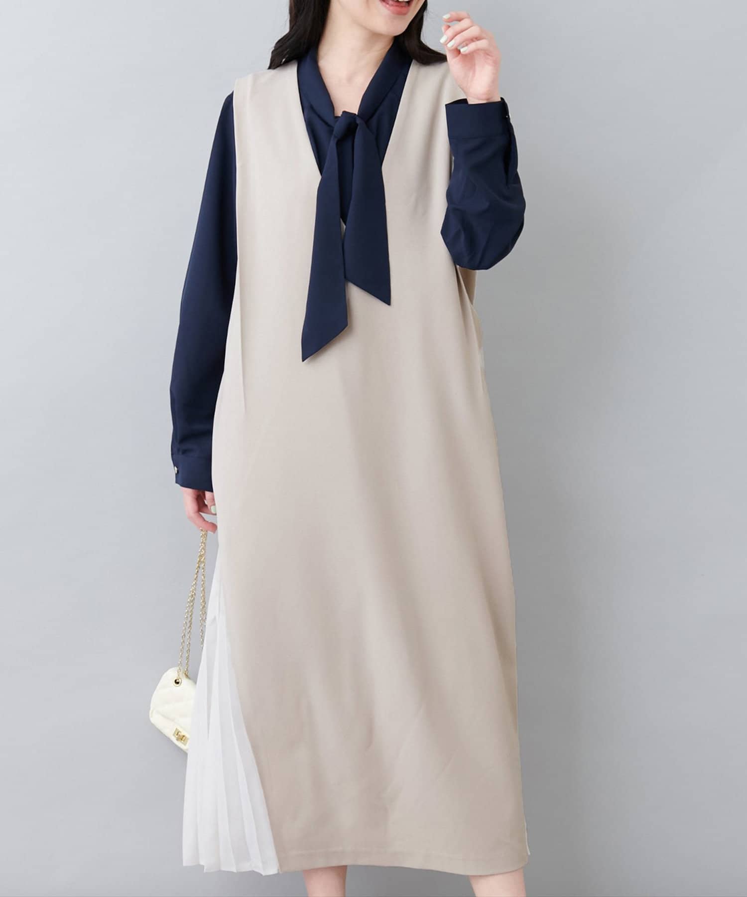 NICE CLAUP / OLIVE des OLIVE OUTLET(ナイスクラップ  / オリーブ デ オリーブ アウトレット) 【natural couture】サイドプリーツジャンスカ