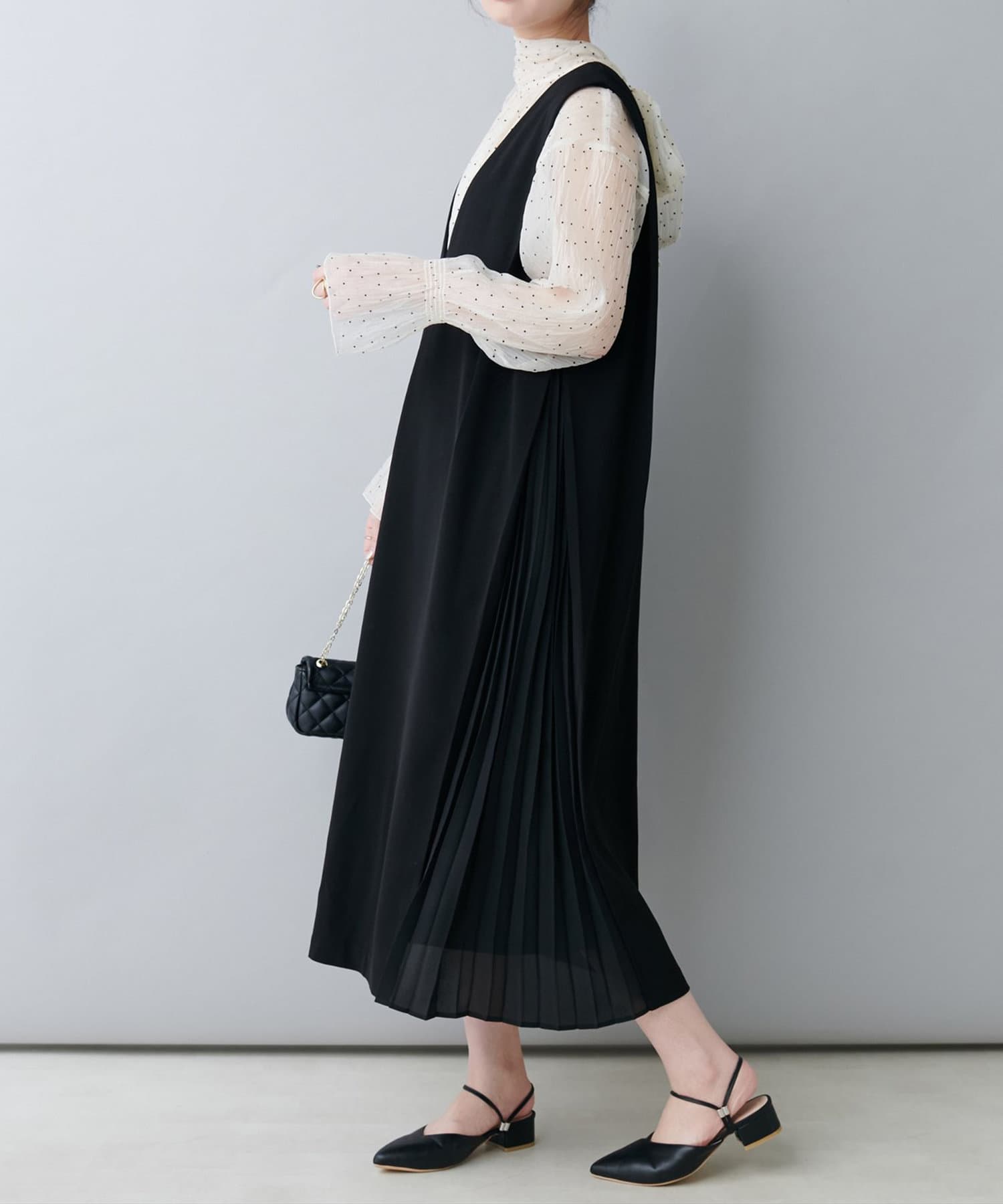 NICE CLAUP / OLIVE des OLIVE OUTLET(ナイスクラップ  / オリーブ デ オリーブ アウトレット) 【natural couture】サイドプリーツジャンスカ