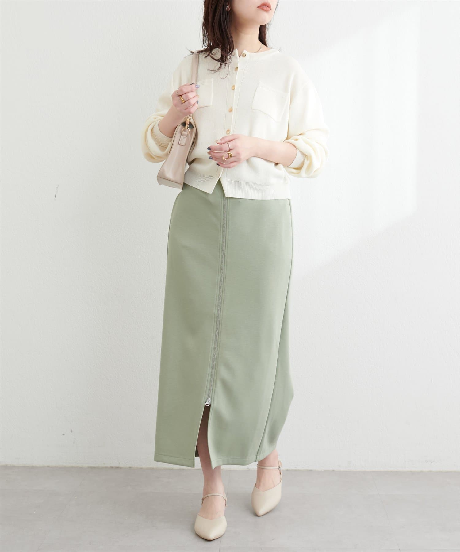 NICE CLAUP / OLIVE des OLIVE OUTLET(ナイスクラップ  / オリーブ デ オリーブ アウトレット) 【natural coutureＷジップカットポンチナロースカート