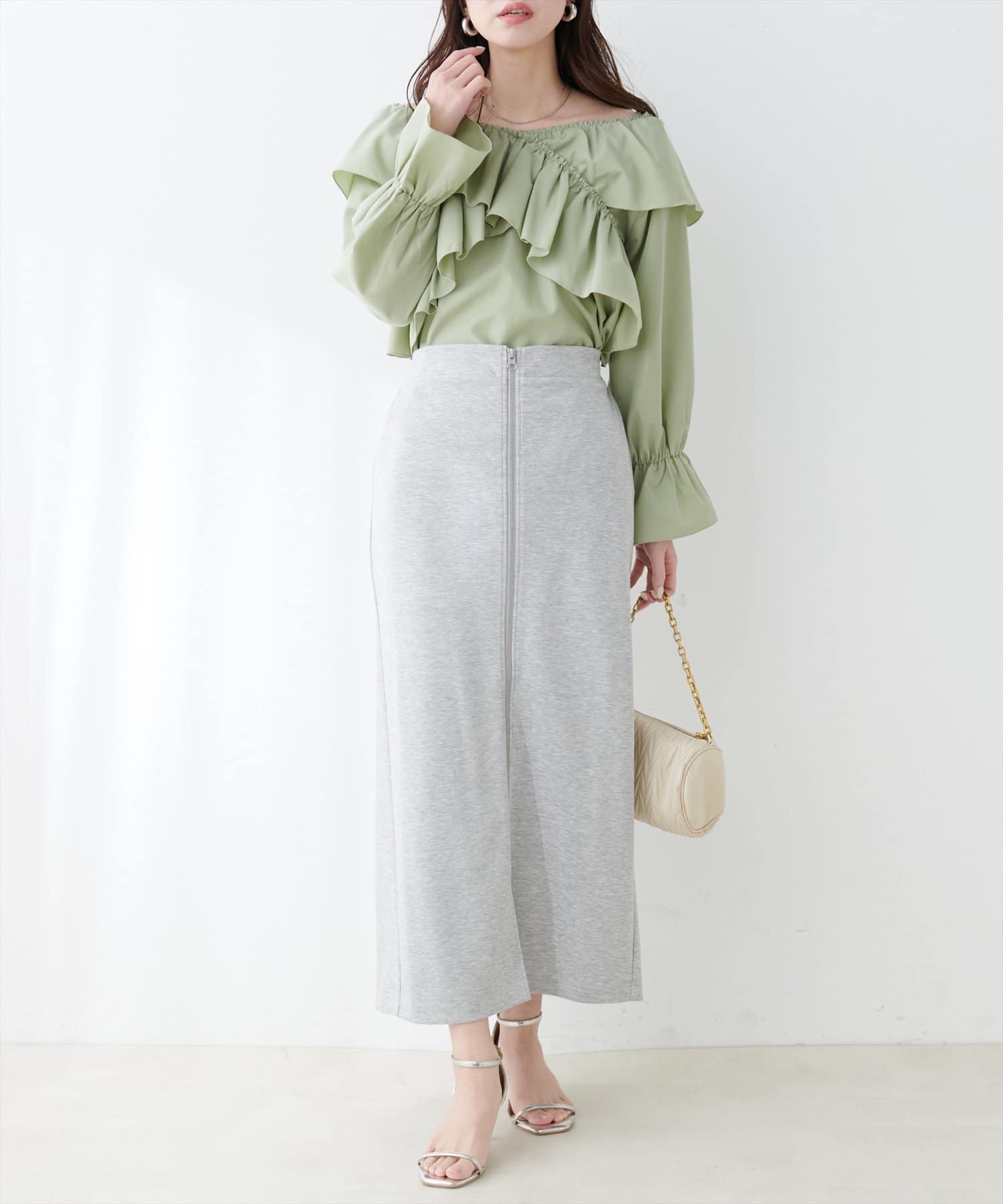 NICE CLAUP / OLIVE des OLIVE OUTLET(ナイスクラップ  / オリーブ デ オリーブ アウトレット) 【natural coutureＷジップカットポンチナロースカート