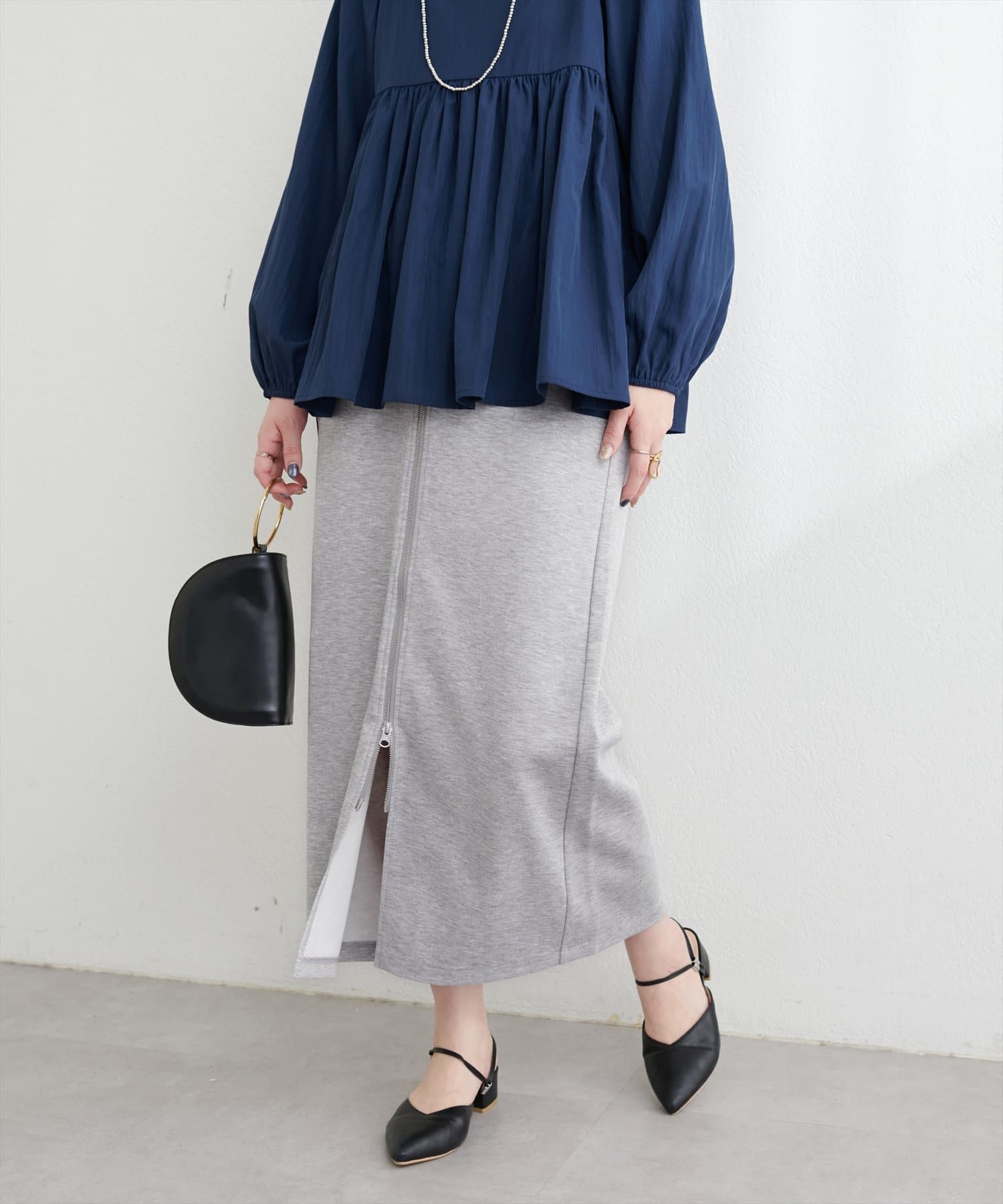 NICE CLAUP / OLIVE des OLIVE OUTLET(ナイスクラップ  / オリーブ デ オリーブ アウトレット) 【natural coutureＷジップカットポンチナロースカート