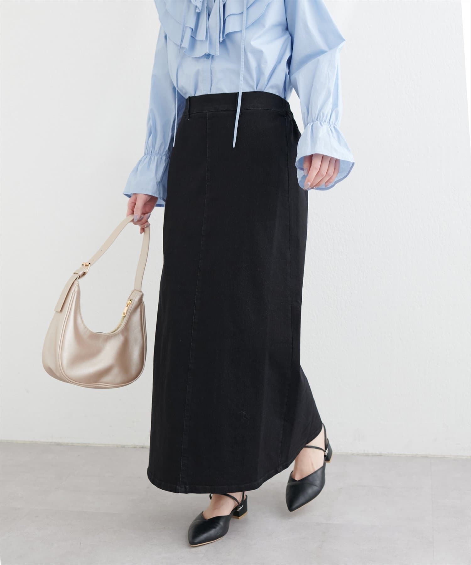 NICE CLAUP / OLIVE des OLIVE OUTLET(ナイスクラップ  / オリーブ デ オリーブ アウトレット) 【natural coutuスーパーストレッチスリット付きスカート