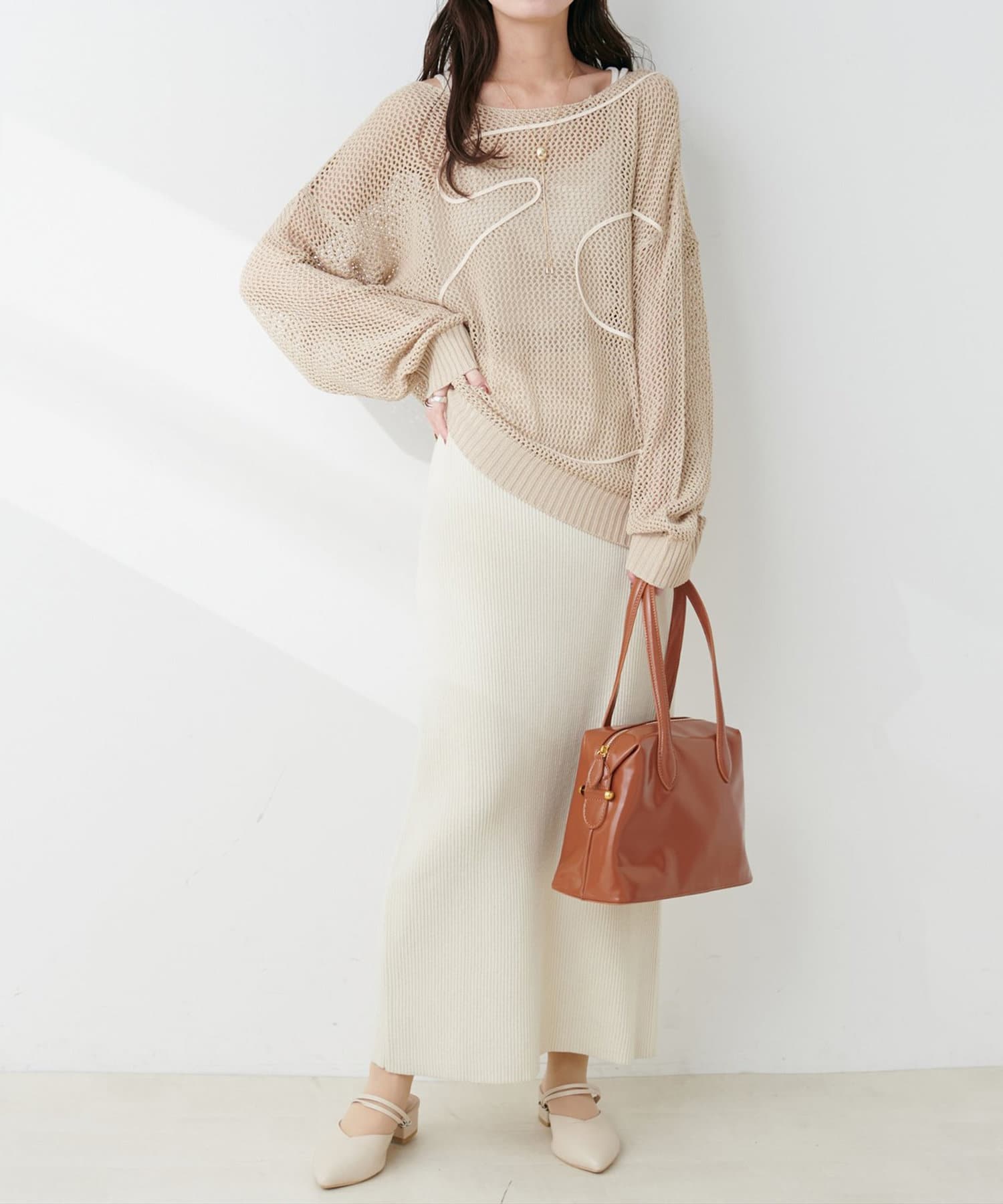 NICE CLAUP / OLIVE des OLIVE OUTLET(ナイスクラップ  / オリーブ デ オリーブ アウトレット) 【natural couture】コード刺繍透かしプルオーバー