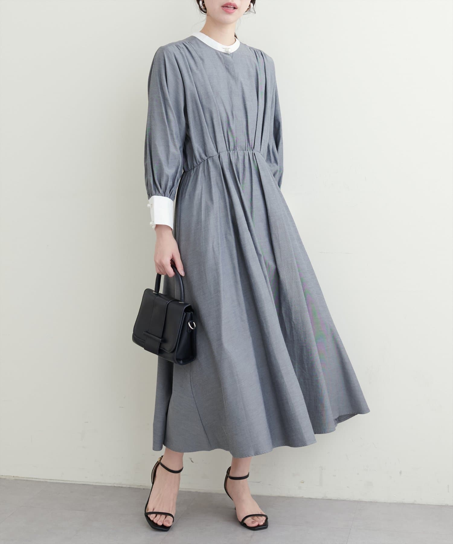 NICE CLAUP / OLIVE des OLIVE OUTLET(ナイスクラップ  / オリーブ デ オリーブ アウトレット) 【natural couture】パール釦シャツワンピース