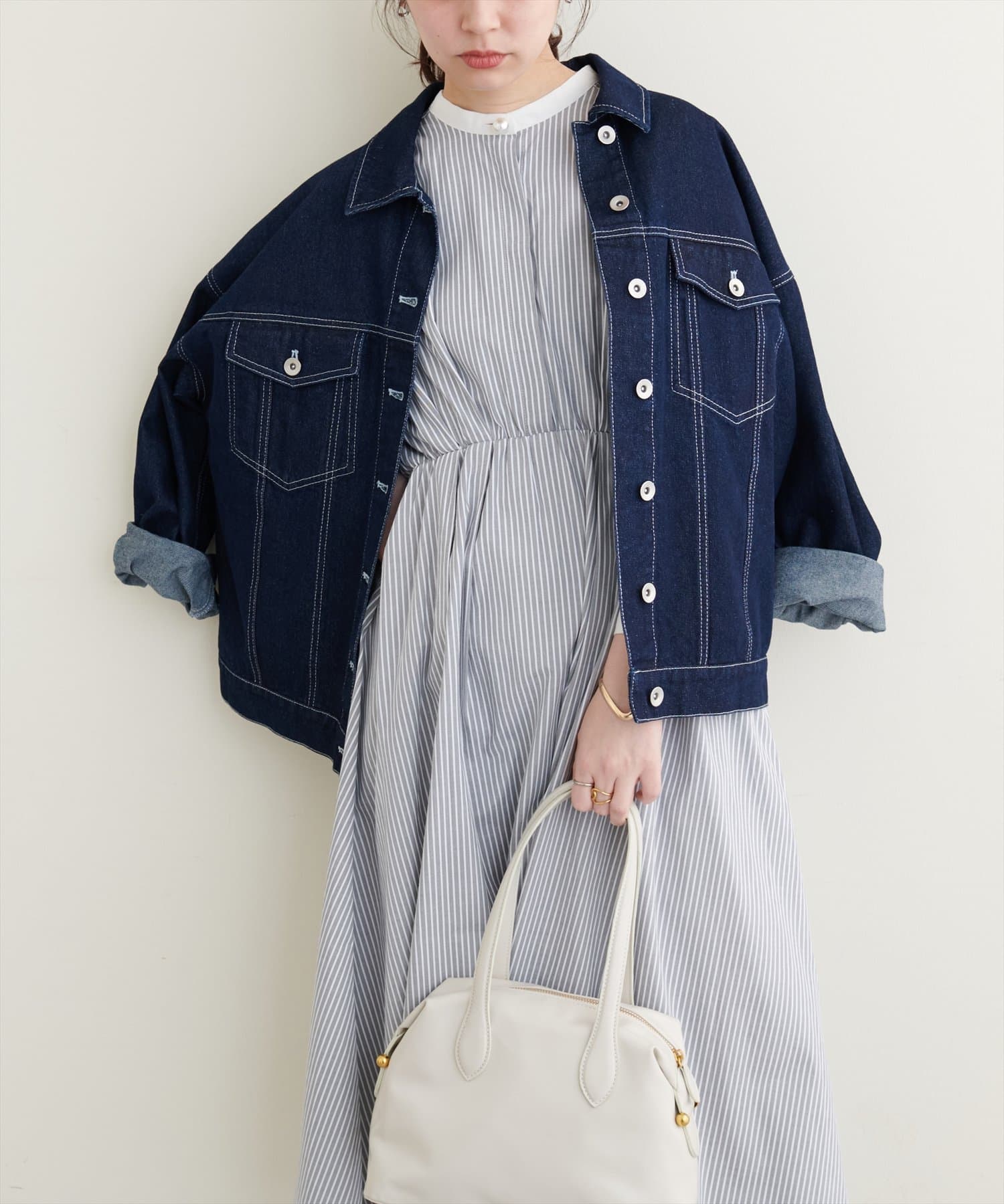 NICE CLAUP / OLIVE des OLIVE OUTLET(ナイスクラップ  / オリーブ デ オリーブ アウトレット) 【natural couture】パール釦シャツワンピース