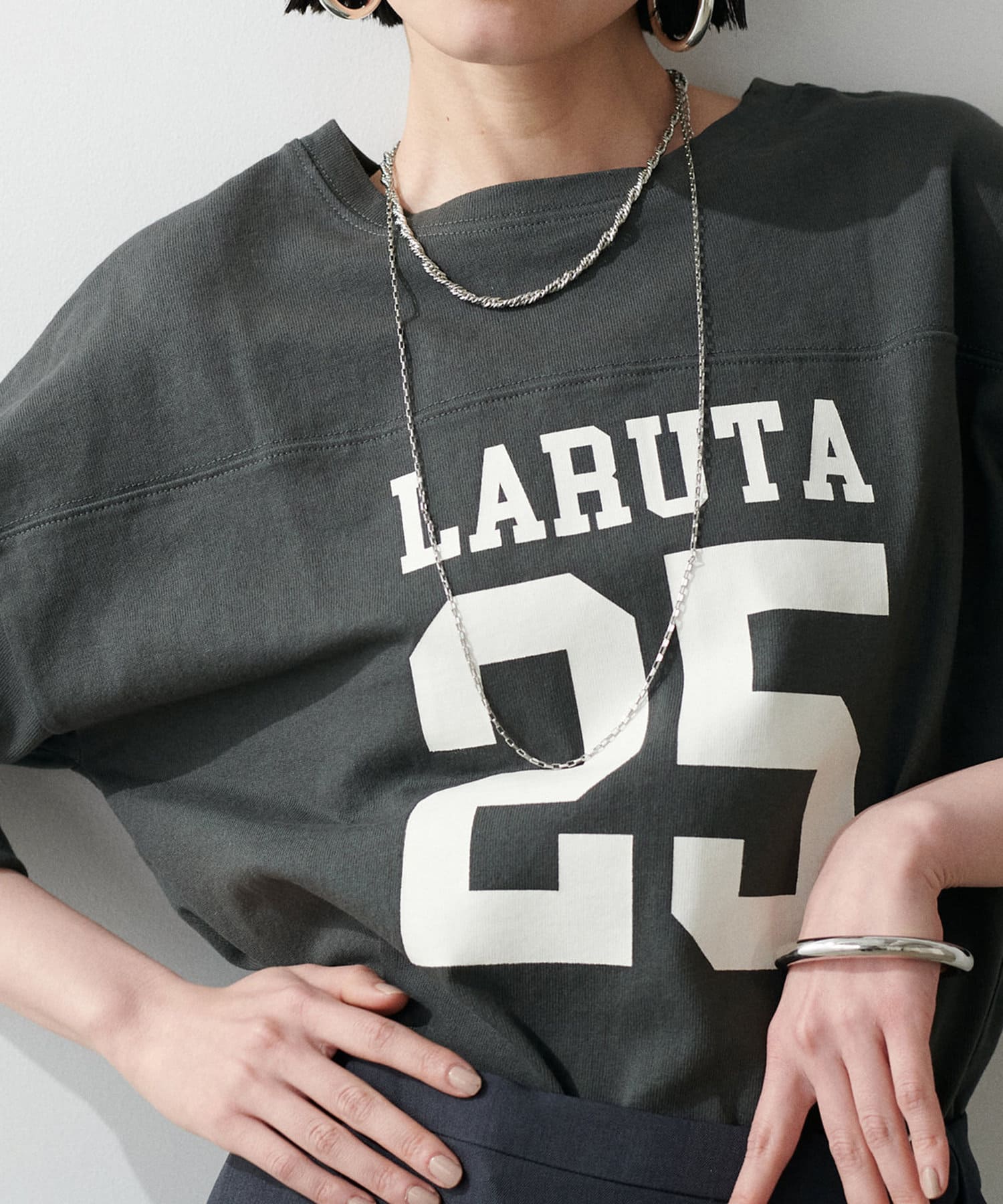 NICE CLAUP / OLIVE des OLIVE OUTLET(ナイスクラップ  / オリーブ デ オリーブ アウトレット) 【LARUTA】LARUTA25:7分袖２WAYロゴロンT
