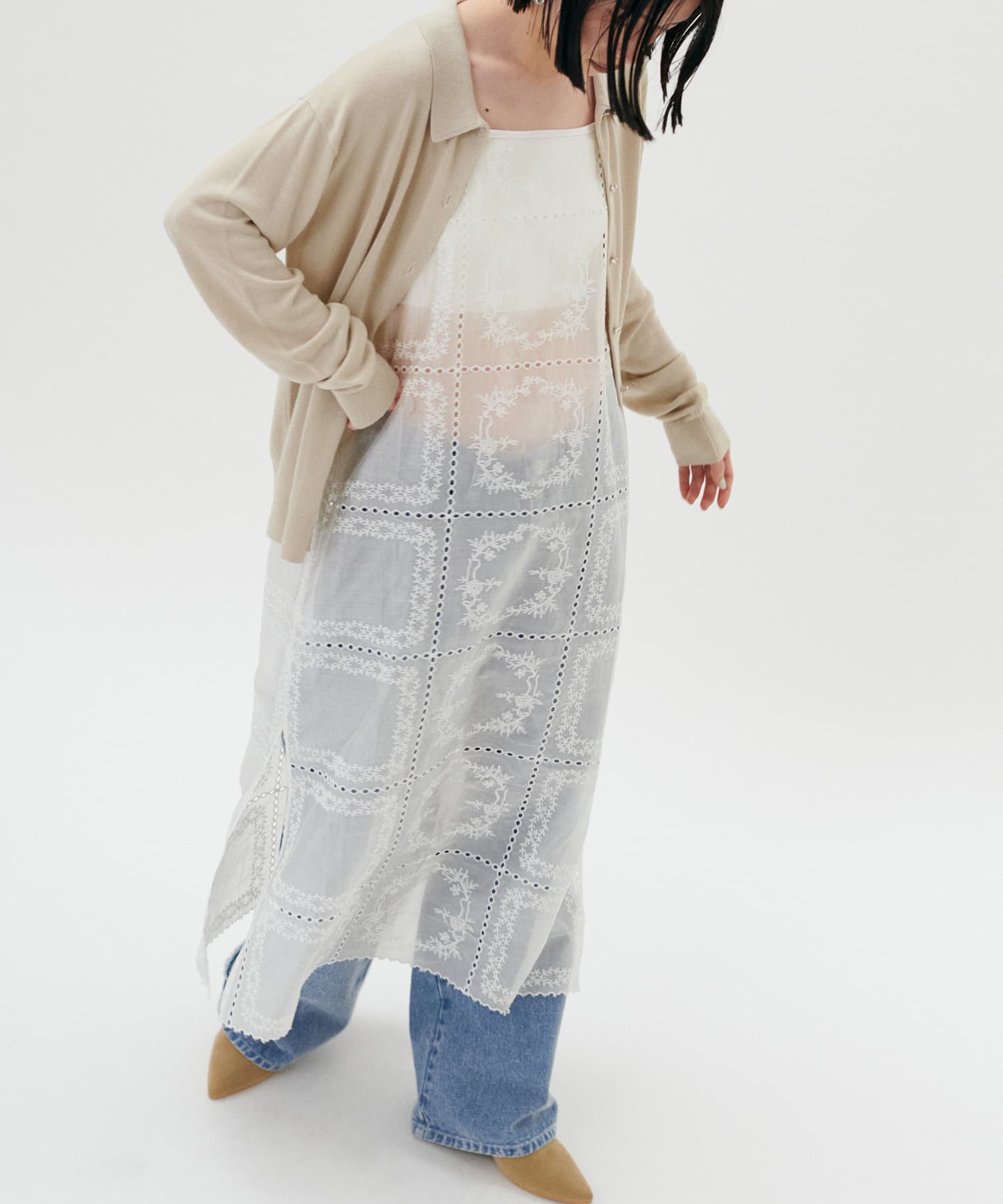 NICE CLAUP / OLIVE des OLIVE OUTLET(ナイスクラップ  / オリーブ デ オリーブ アウトレット) 【LARUTA】パッチワークレースキャミOP