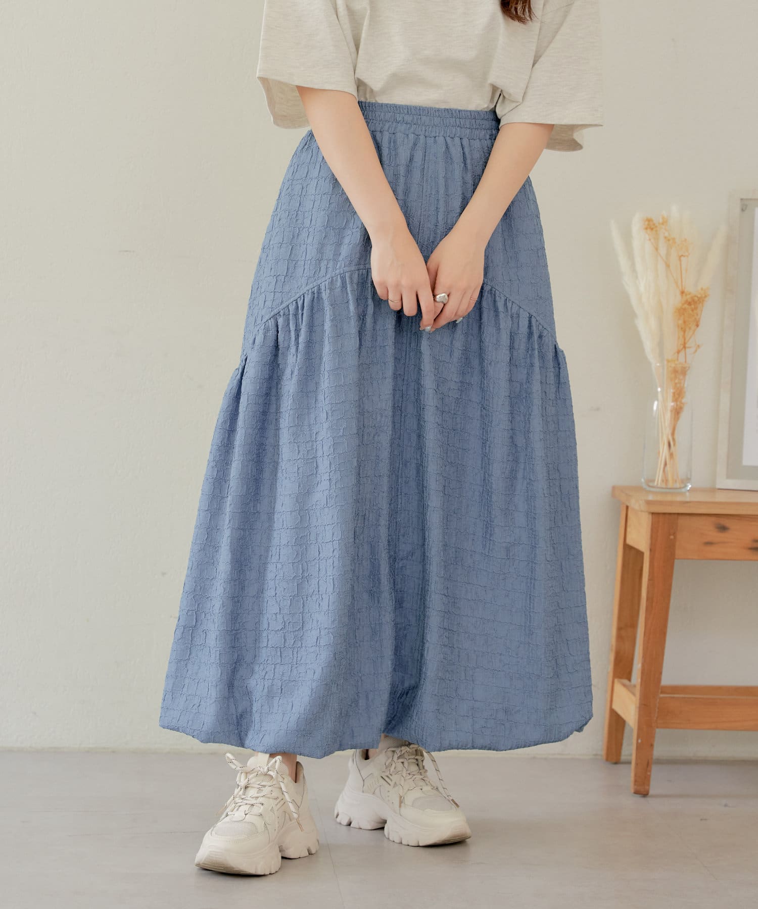 【 Remind me and forever】膨らみのあるシルエットが魅力的なバルーンスカート■Design　・裾を折り返すことでふくらみを持たせたボリューム感たっぷりのバルーンスカート・カジュアル