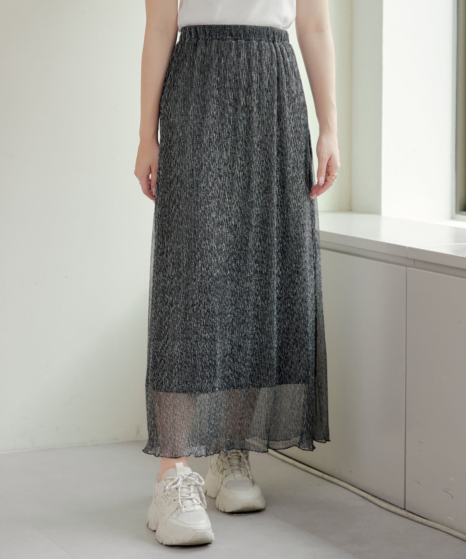 NICE CLAUP / OLIVE des OLIVE OUTLET(ナイスクラップ  / オリーブ デ オリーブ アウトレット) 【RMAF】ラメプリーツスカート