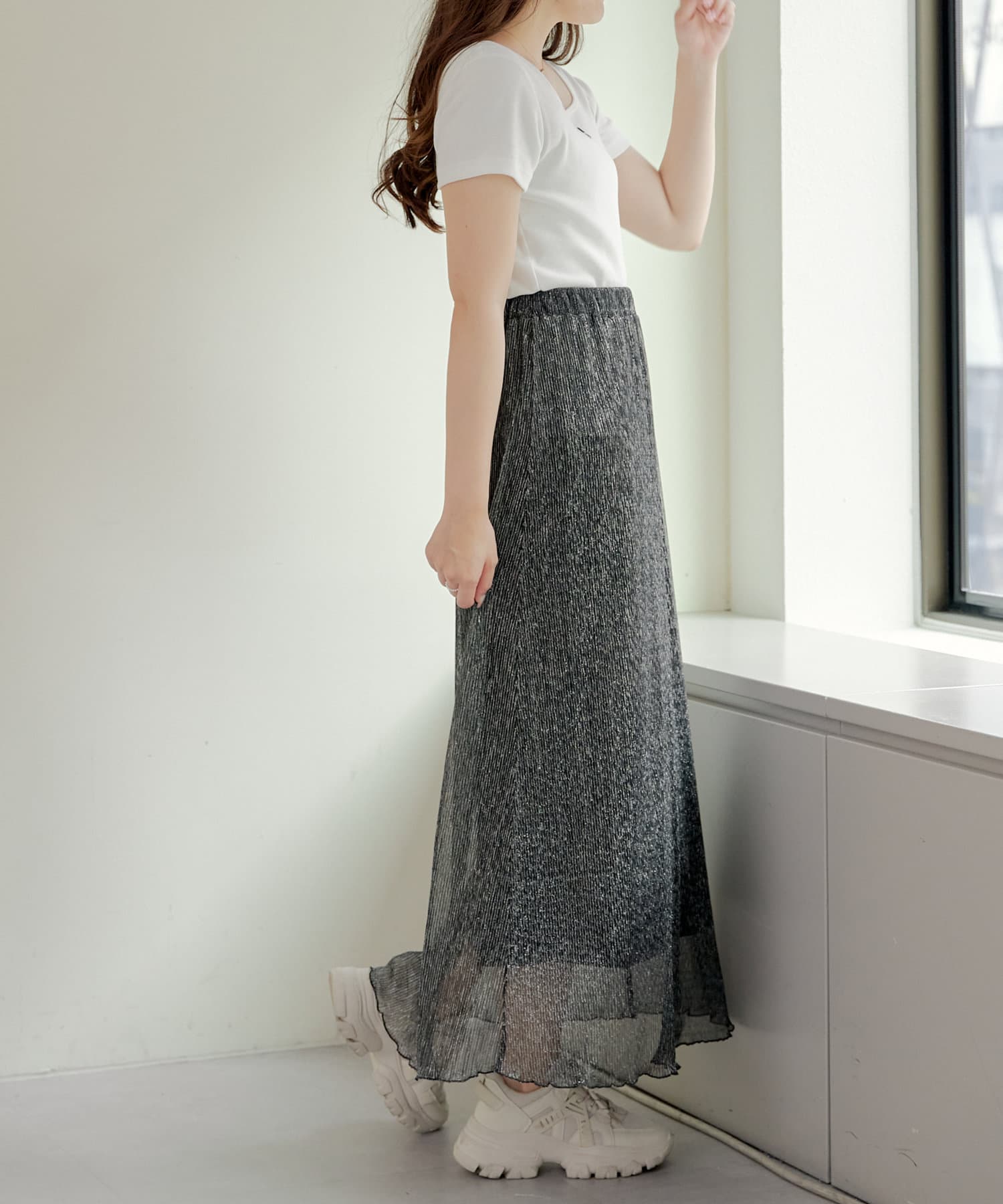 NICE CLAUP / OLIVE des OLIVE OUTLET(ナイスクラップ  / オリーブ デ オリーブ アウトレット) 【RMAF】ラメプリーツスカート