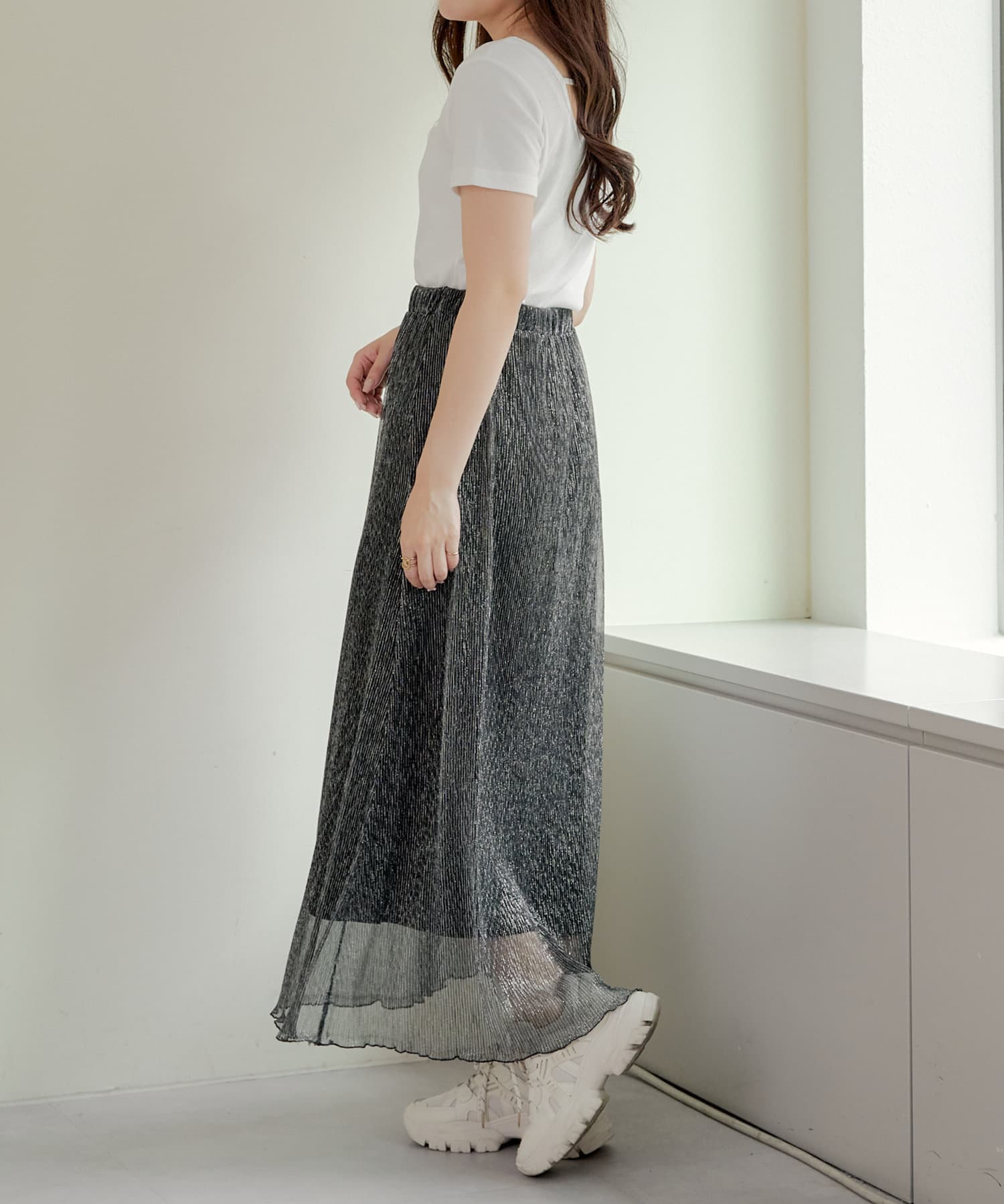 NICE CLAUP / OLIVE des OLIVE OUTLET(ナイスクラップ  / オリーブ デ オリーブ アウトレット) 【RMAF】ラメプリーツスカート