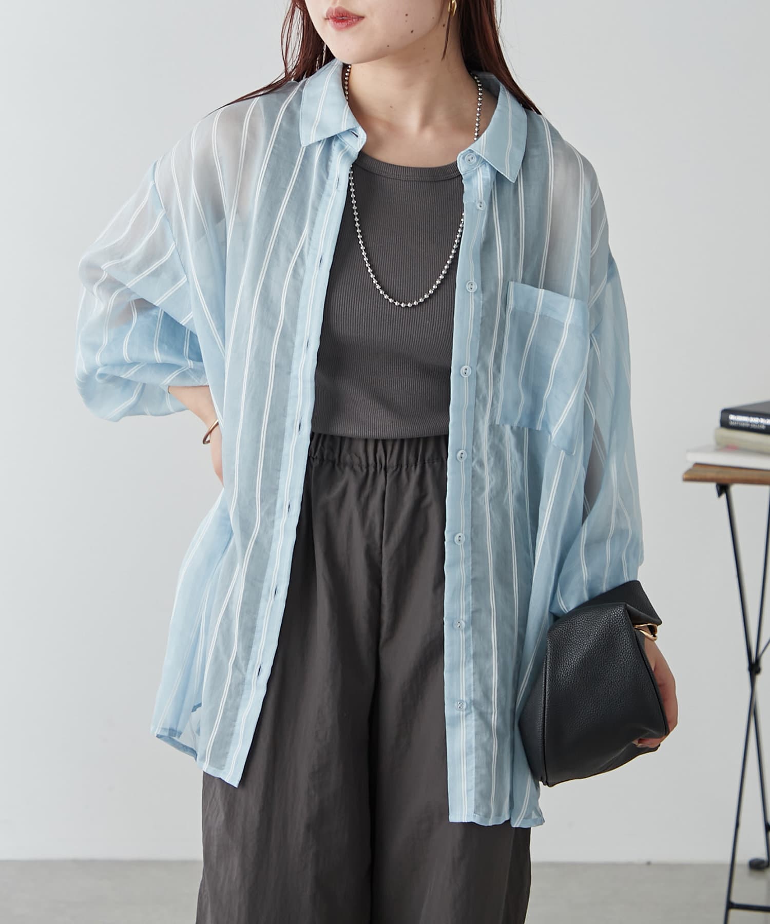 NICE CLAUP / OLIVE des OLIVE OUTLET(ナイスクラップ  / オリーブ デ オリーブ アウトレット) 【RMAF】片ポケBIGシャツ