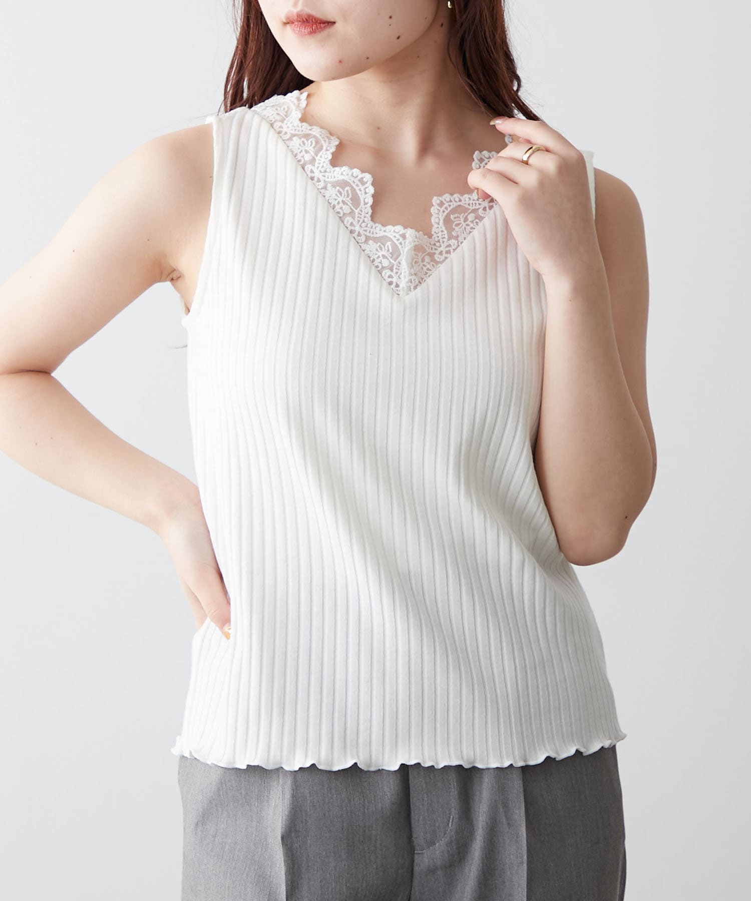 NICE CLAUP / OLIVE des OLIVE OUTLET(ナイスクラップ  / オリーブ デ オリーブ アウトレット) 【RMAF】Vレースタンク