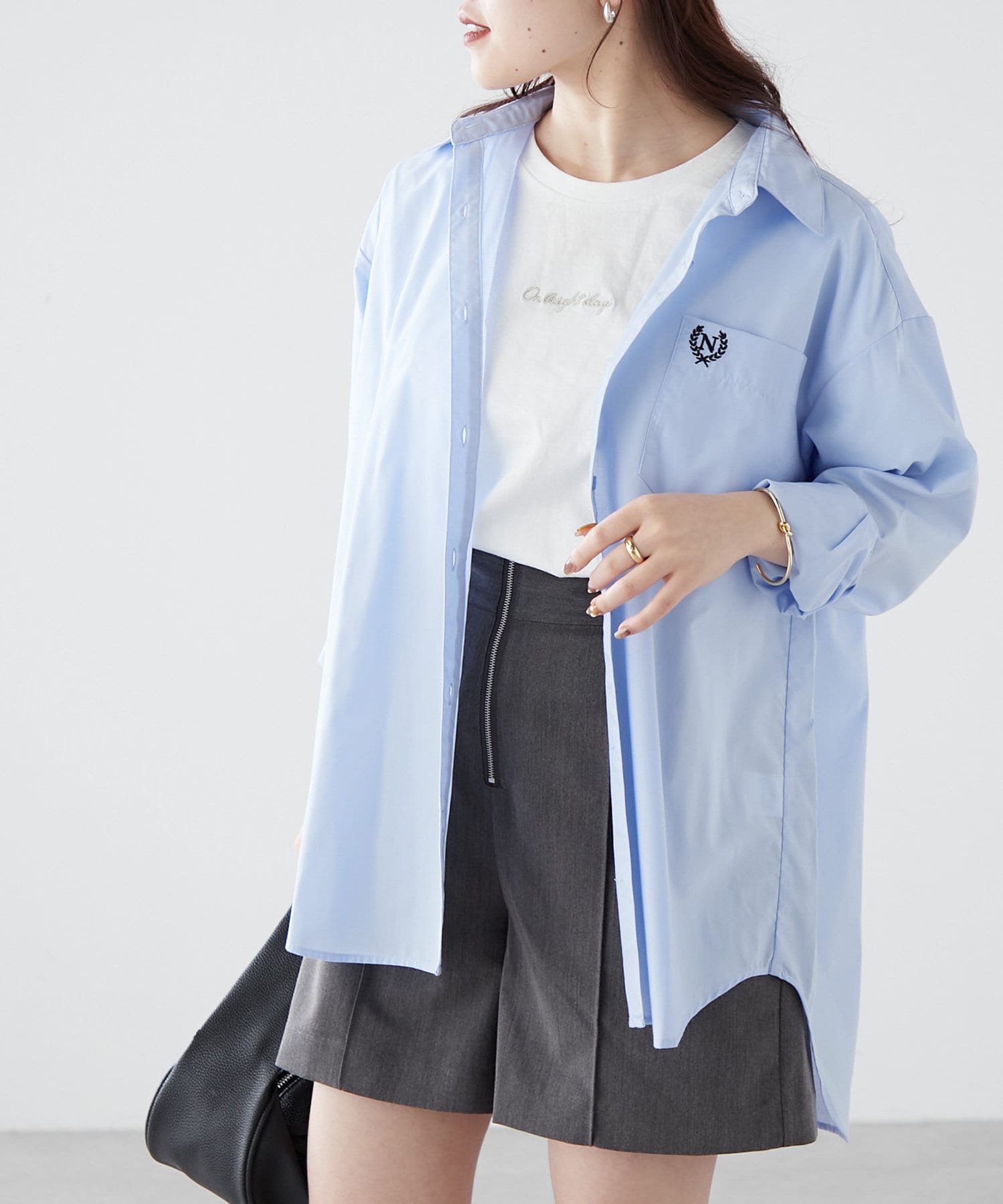 NICE CLAUP / OLIVE des OLIVE OUTLET(ナイスクラップ  / オリーブ デ オリーブ アウトレット) 【RMAF】ロゴラメ刺繍半袖T