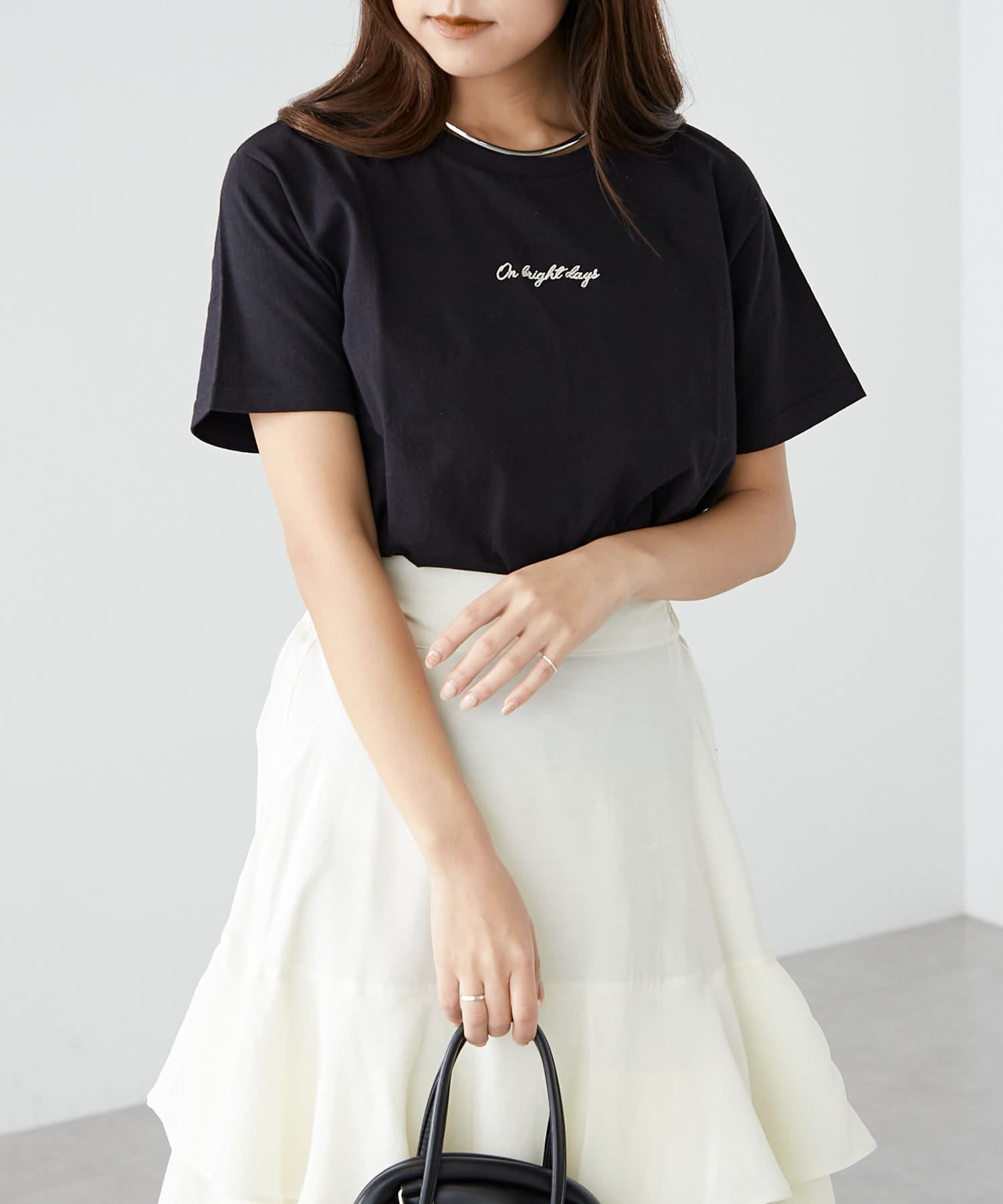 NICE CLAUP / OLIVE des OLIVE OUTLET(ナイスクラップ  / オリーブ デ オリーブ アウトレット) 【RMAF】ロゴラメ刺繍半袖T