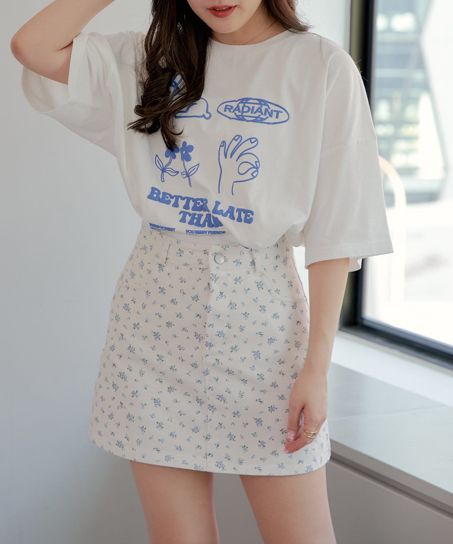 NICE CLAUP / OLIVE des OLIVE OUTLET(ナイスクラップ  / オリーブ デ オリーブ アウトレット) 【RMAF】【WEB限定】モチーフ&ロゴ発砲Tシャツ