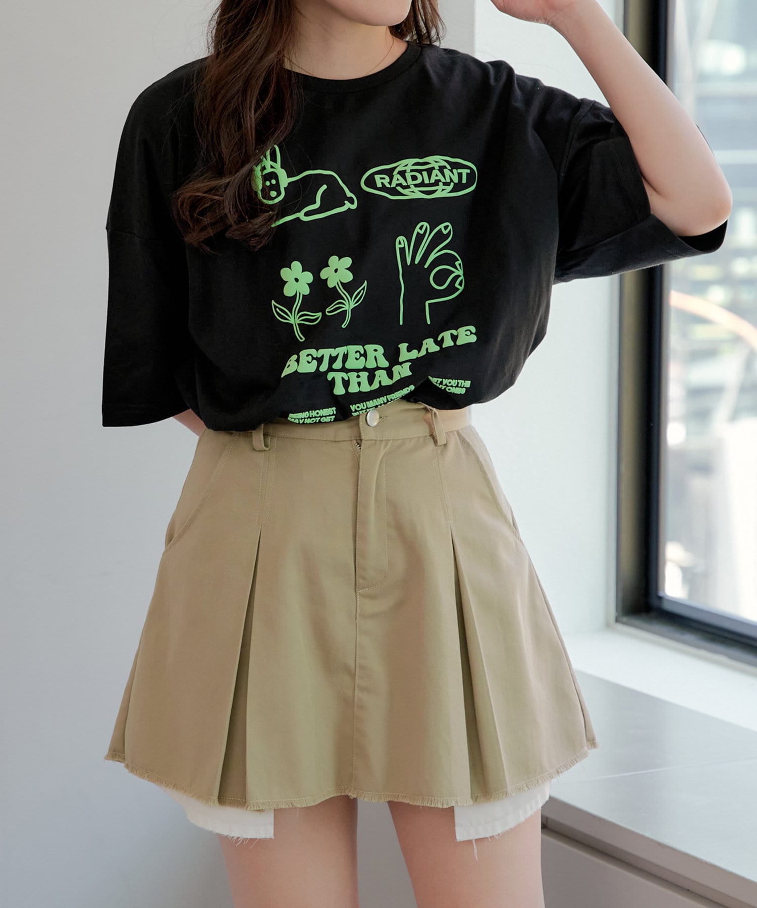 NICE CLAUP / OLIVE des OLIVE OUTLET(ナイスクラップ  / オリーブ デ オリーブ アウトレット) 【RMAF】【WEB限定】モチーフ&ロゴ発砲Tシャツ