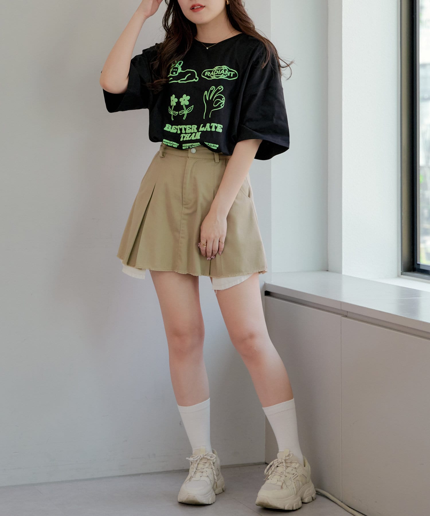 NICE CLAUP / OLIVE des OLIVE OUTLET(ナイスクラップ  / オリーブ デ オリーブ アウトレット) 【RMAF】【WEB限定】モチーフ&ロゴ発砲Tシャツ