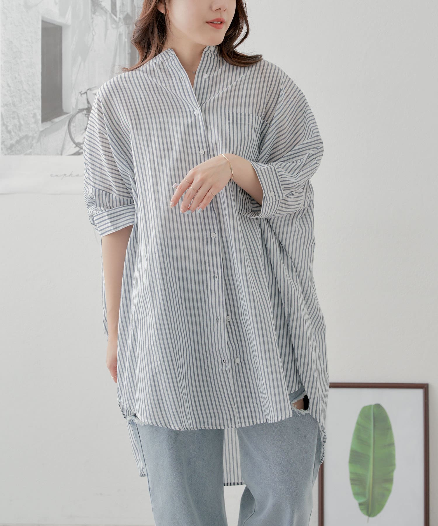 NICE CLAUP / OLIVE des OLIVE OUTLET(ナイスクラップ  / オリーブ デ オリーブ アウトレット) 【RMAF】【nao】ストライプシャツ