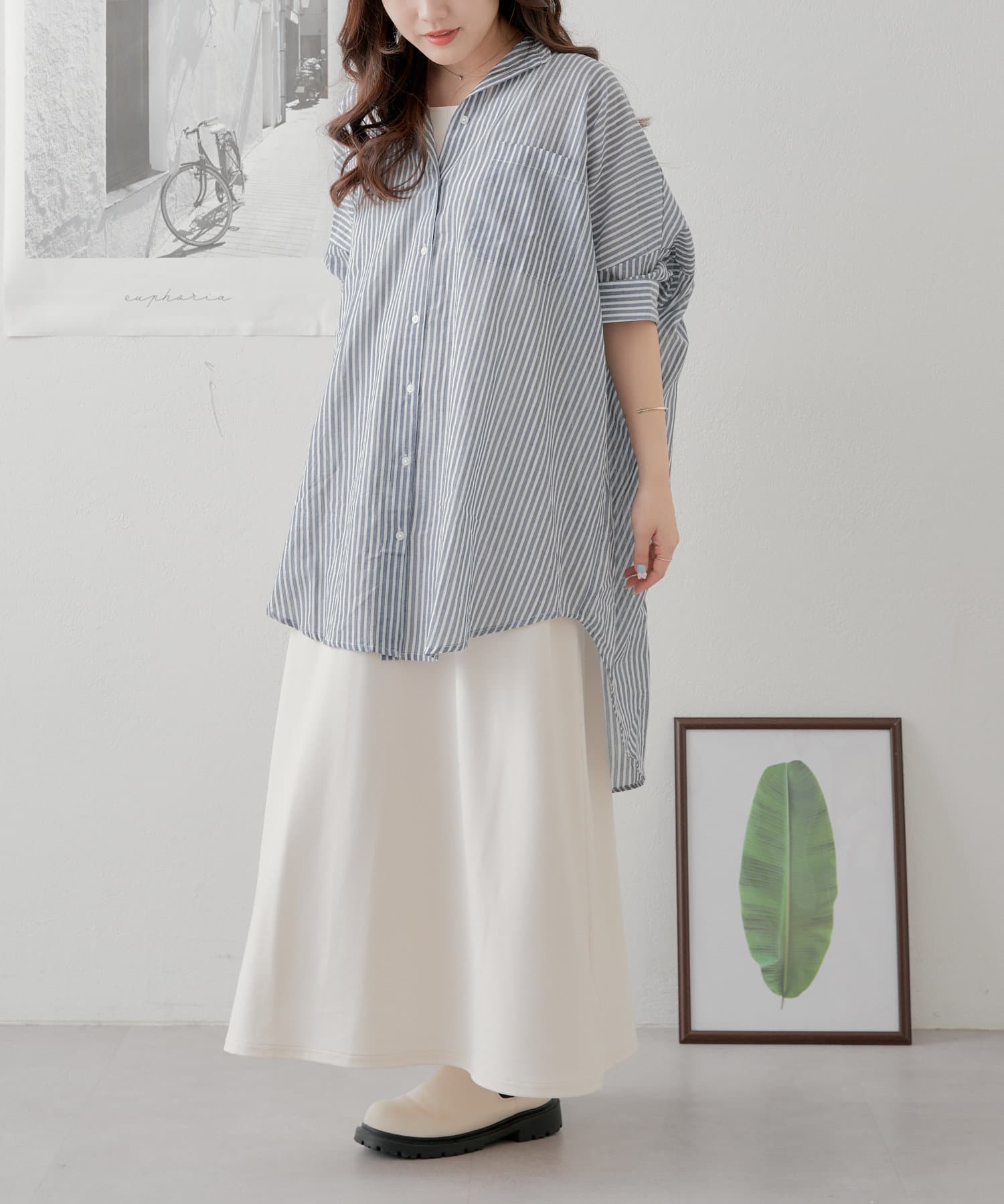 NICE CLAUP / OLIVE des OLIVE OUTLET(ナイスクラップ  / オリーブ デ オリーブ アウトレット) 【RMAF】【nao】ストライプシャツ