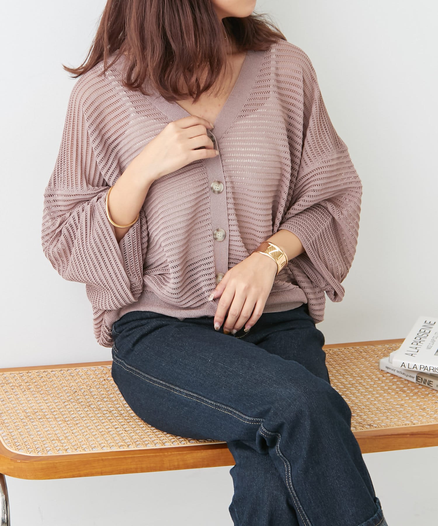 NICE CLAUP / OLIVE des OLIVE OUTLET(ナイスクラップ  / オリーブ デ オリーブ アウトレット) 【RMAF】【nao】透かし編カーディガン