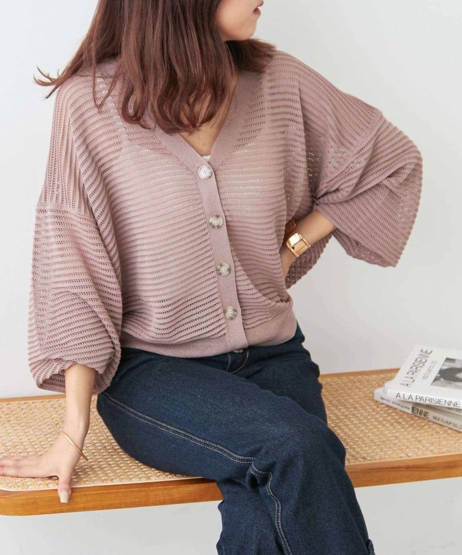 NICE CLAUP / OLIVE des OLIVE OUTLET(ナイスクラップ  / オリーブ デ オリーブ アウトレット) 【RMAF】【nao】透かし編カーディガン