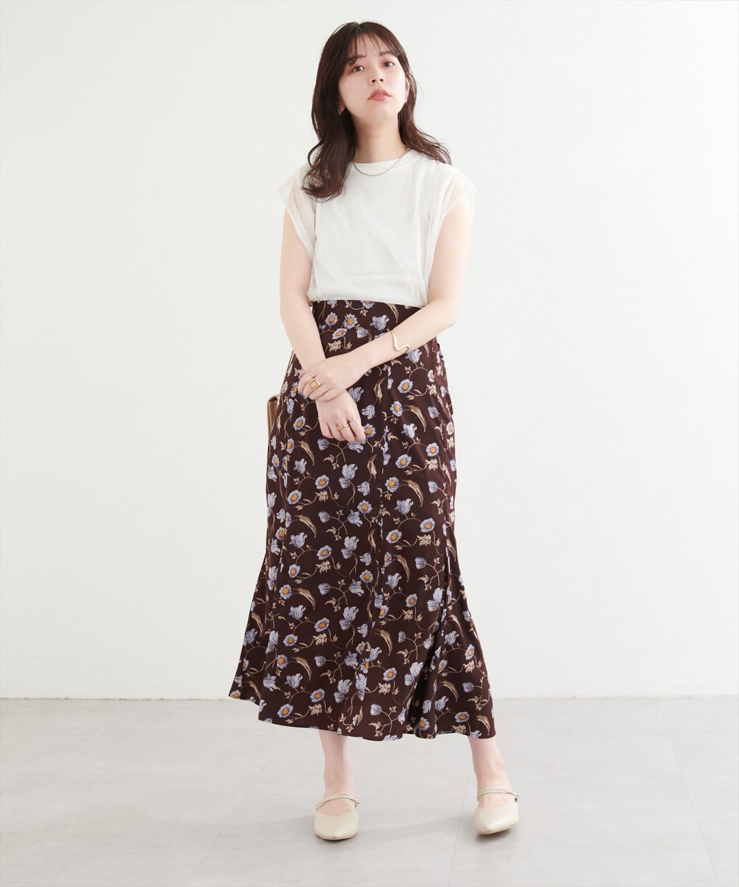 natural couture(ナチュラルクチュール) 【WEB限定】花柄マーメイドスカート