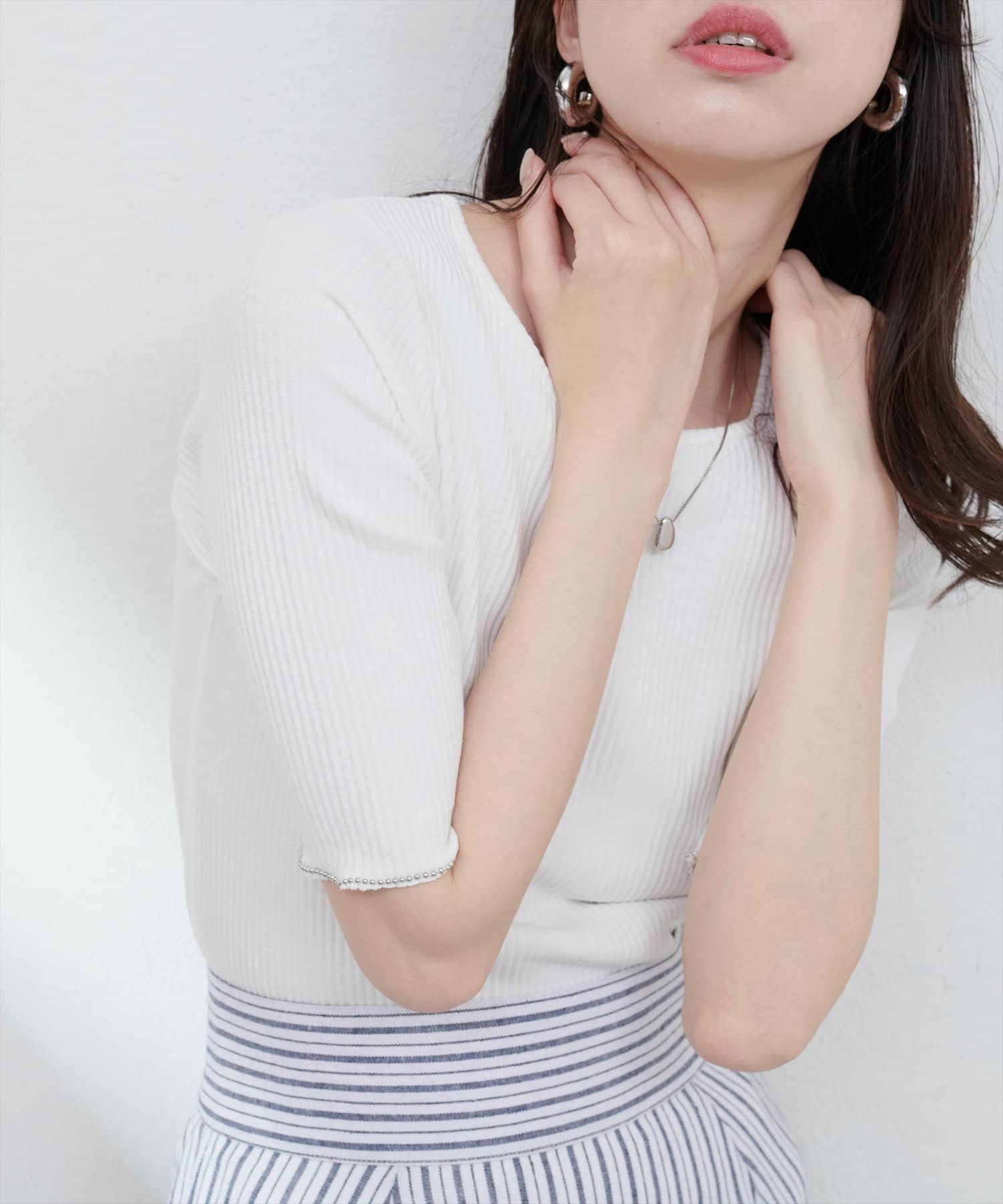 natural couture(ナチュラルクチュール) ボールトリム細リブカットTOPS