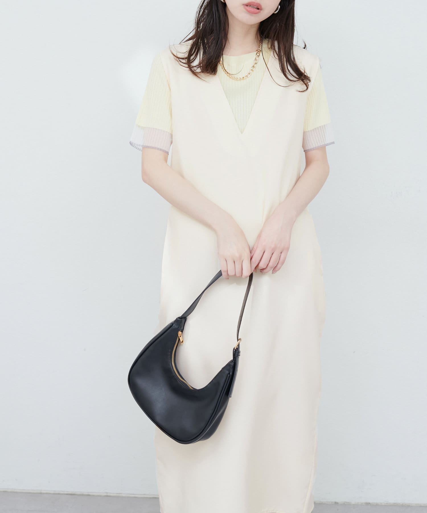 カットジョーゼットVネックワンピース | natural couture