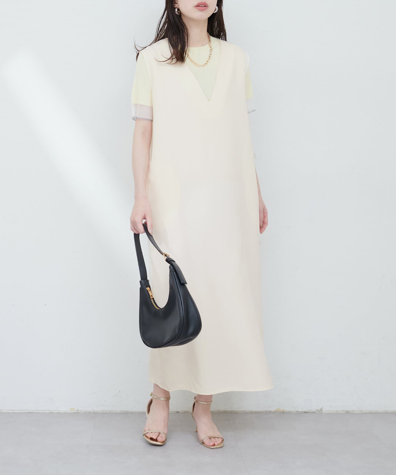 カットジョーゼットVネックワンピース | natural couture カットジョーゼットVネックワンピース | natural couture