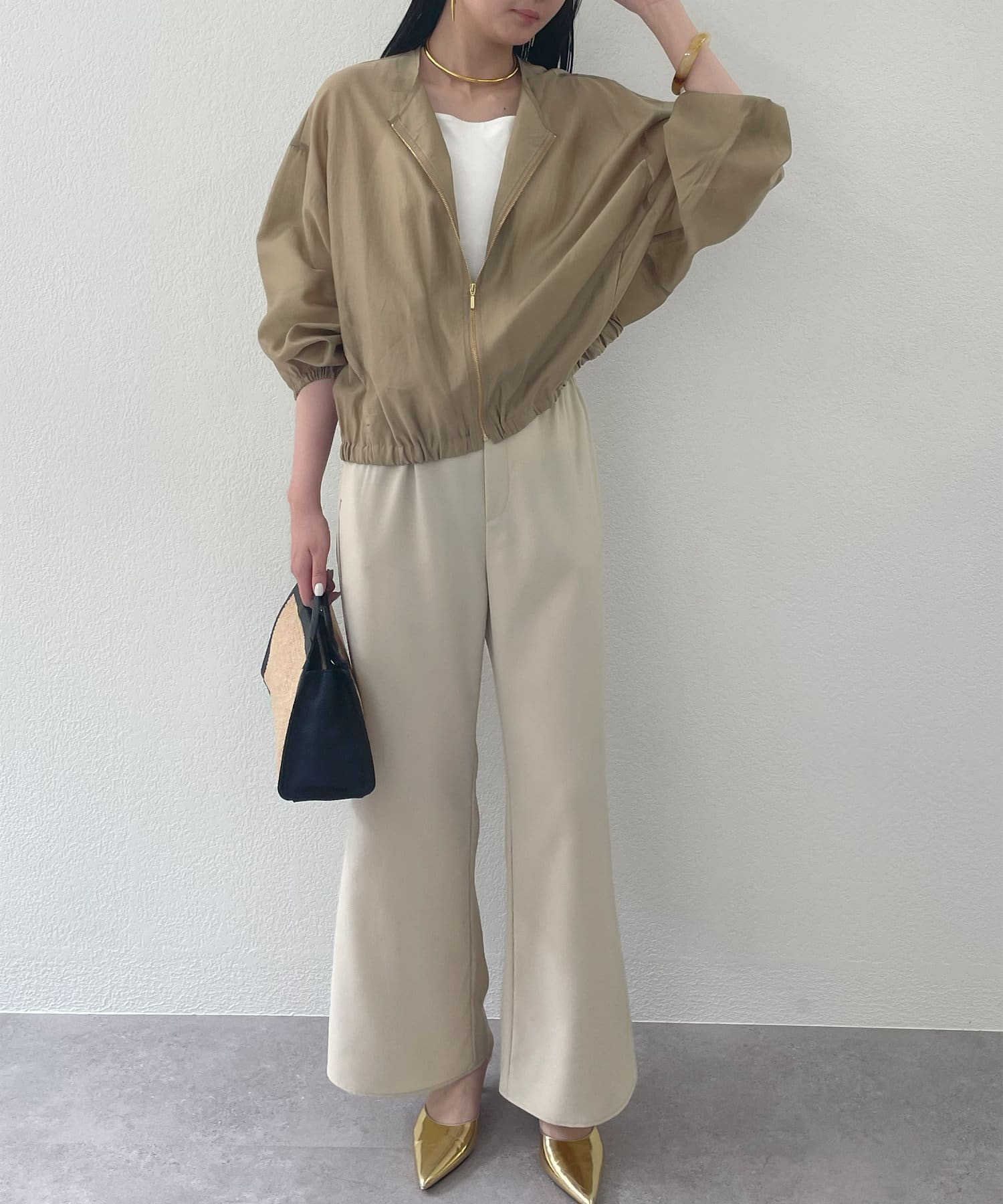 ラウンジドレス Loungedress ブルゾン スタンドカラー シアー