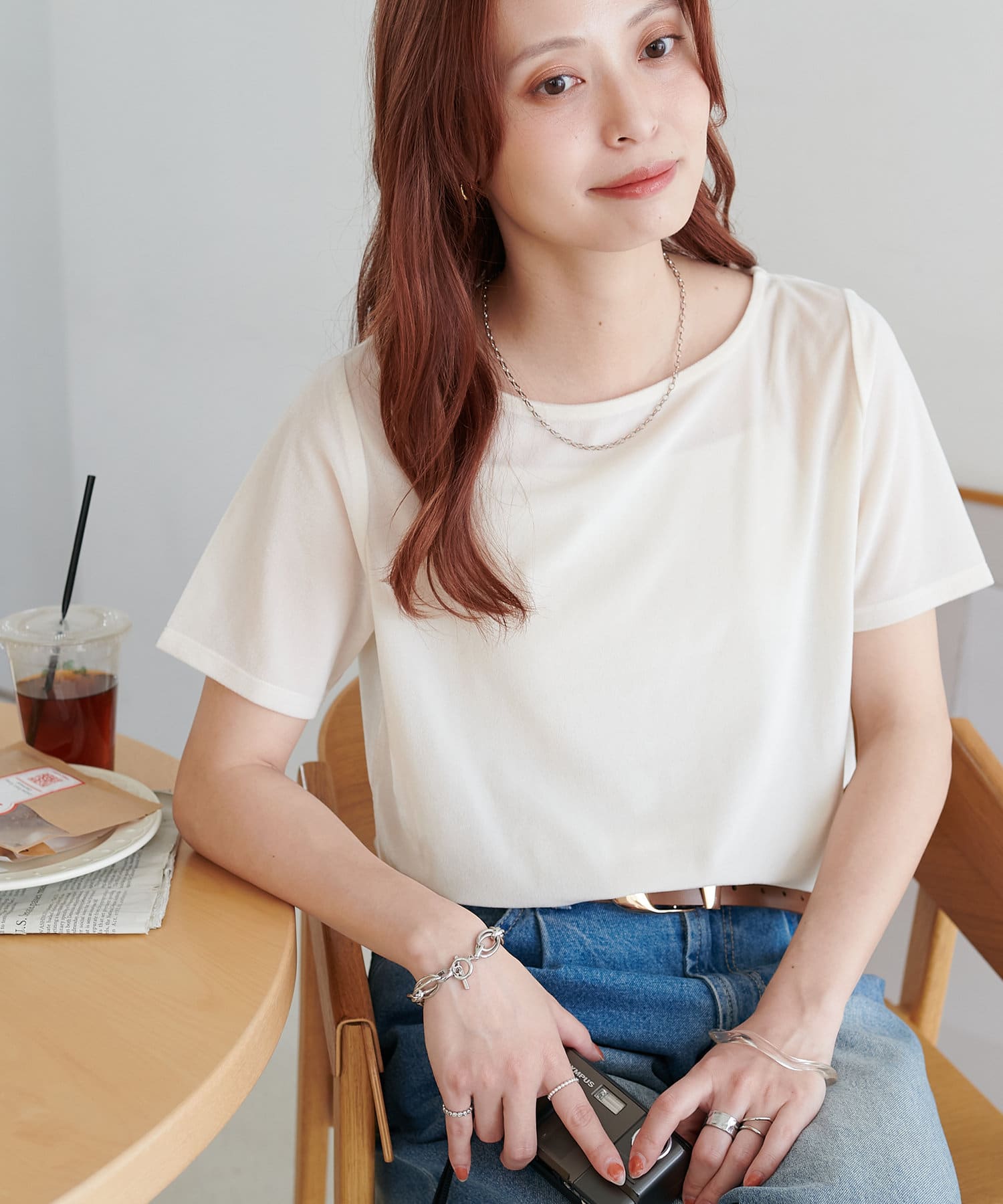 DISCOAT(ディスコート) ベロア5分袖Tシャツ