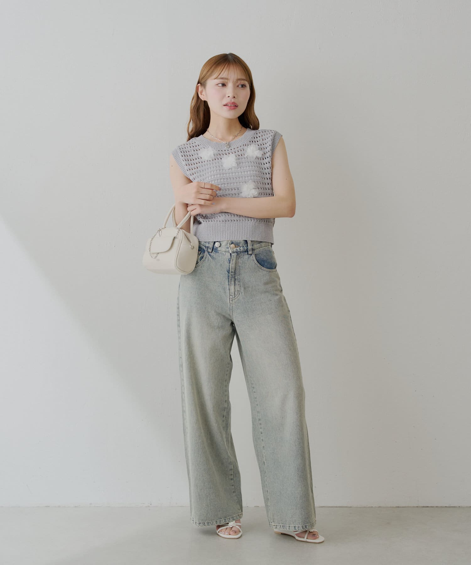 Chico(チコ) フラワーモチーフニットベスト