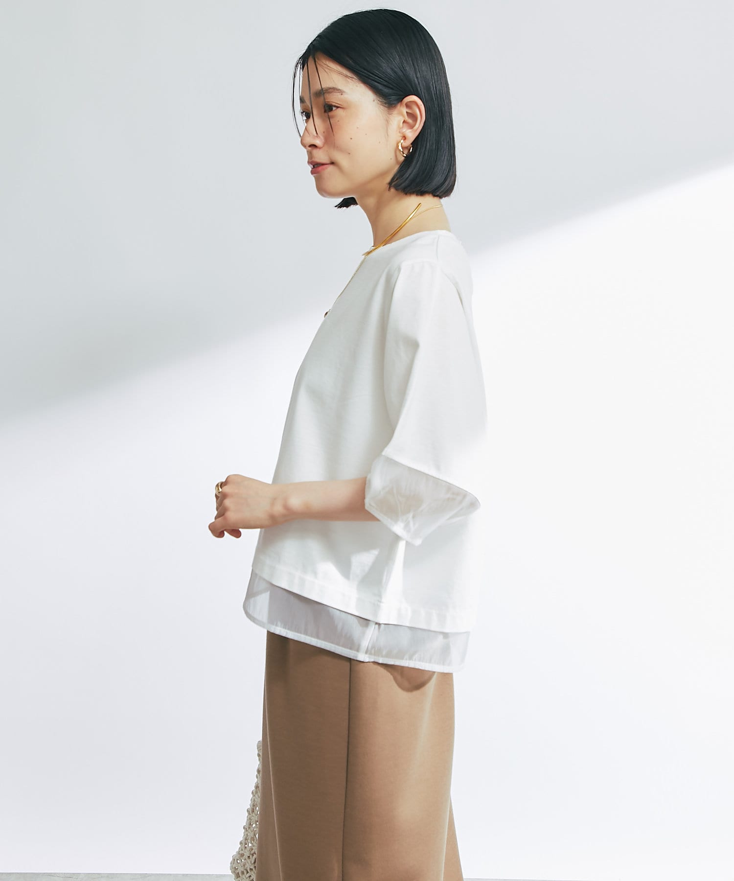 tシャツ ドライタッチコットン シアーランタンスリーブT レディース Day and Grade tシャツ ドライタッチコットン シアーランタン