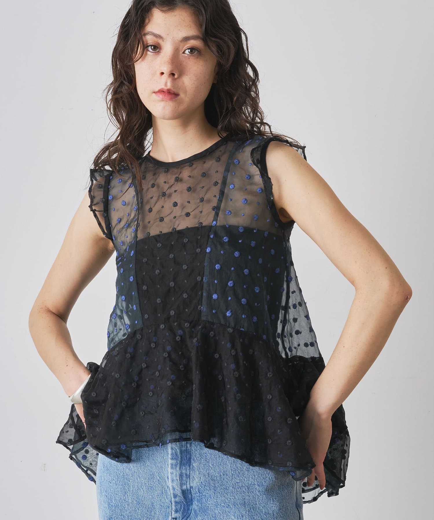 新品 定価35200円 ウィムガゼット 24ss 春夏 シアー ボウタイブラウス ドットシアーブラウス | Whim Gazette(ウィム ガゼット