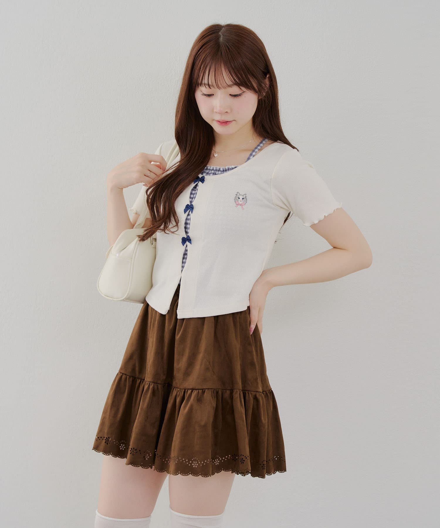 NICE CLAUP / OLIVE des OLIVE OUTLET(ナイスクラップ  / オリーブ デ オリーブ アウトレット) 【RMAF】リボンドッキングカーディガン