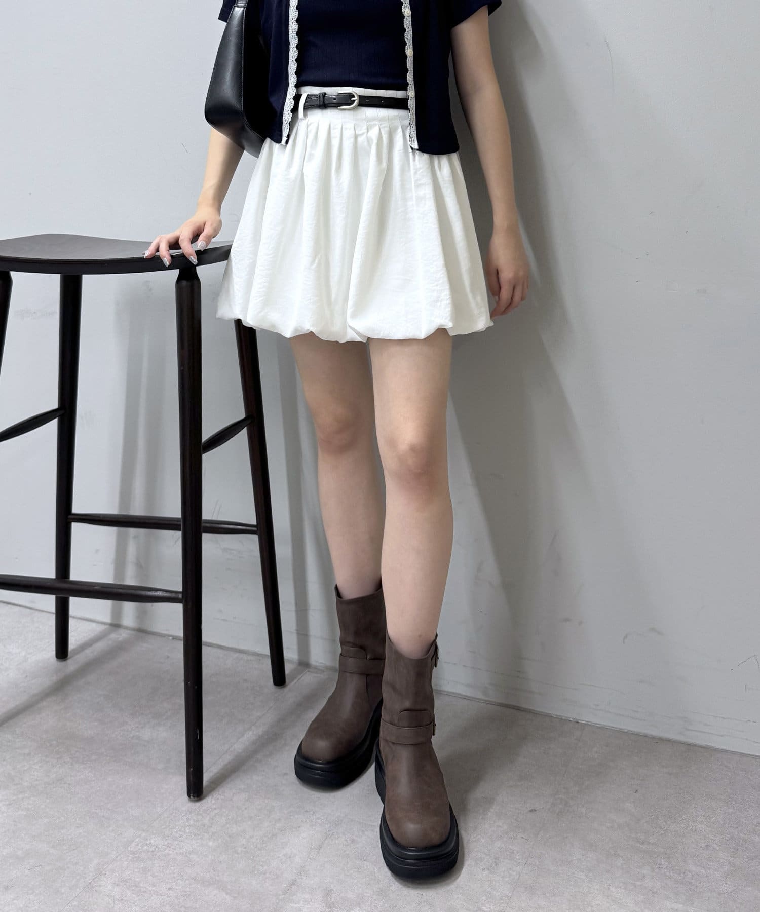 mline プリーツバルーンスカパン チャコールグレー mline]プリーツバルーンスカパン | mline(エムライン)レディース