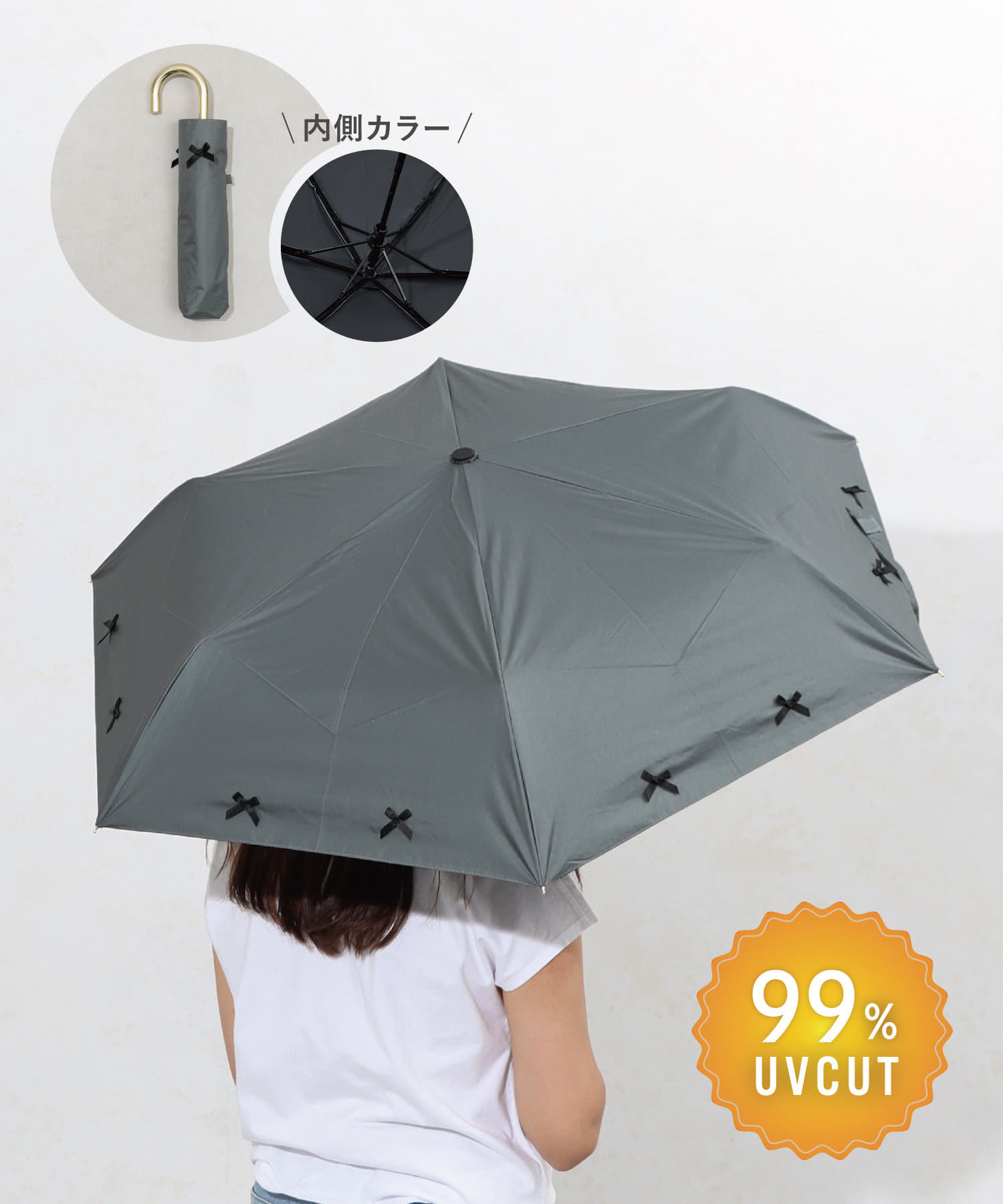 3COINS(スリーコインズ) 《約230g》晴雨兼用折傘リボン