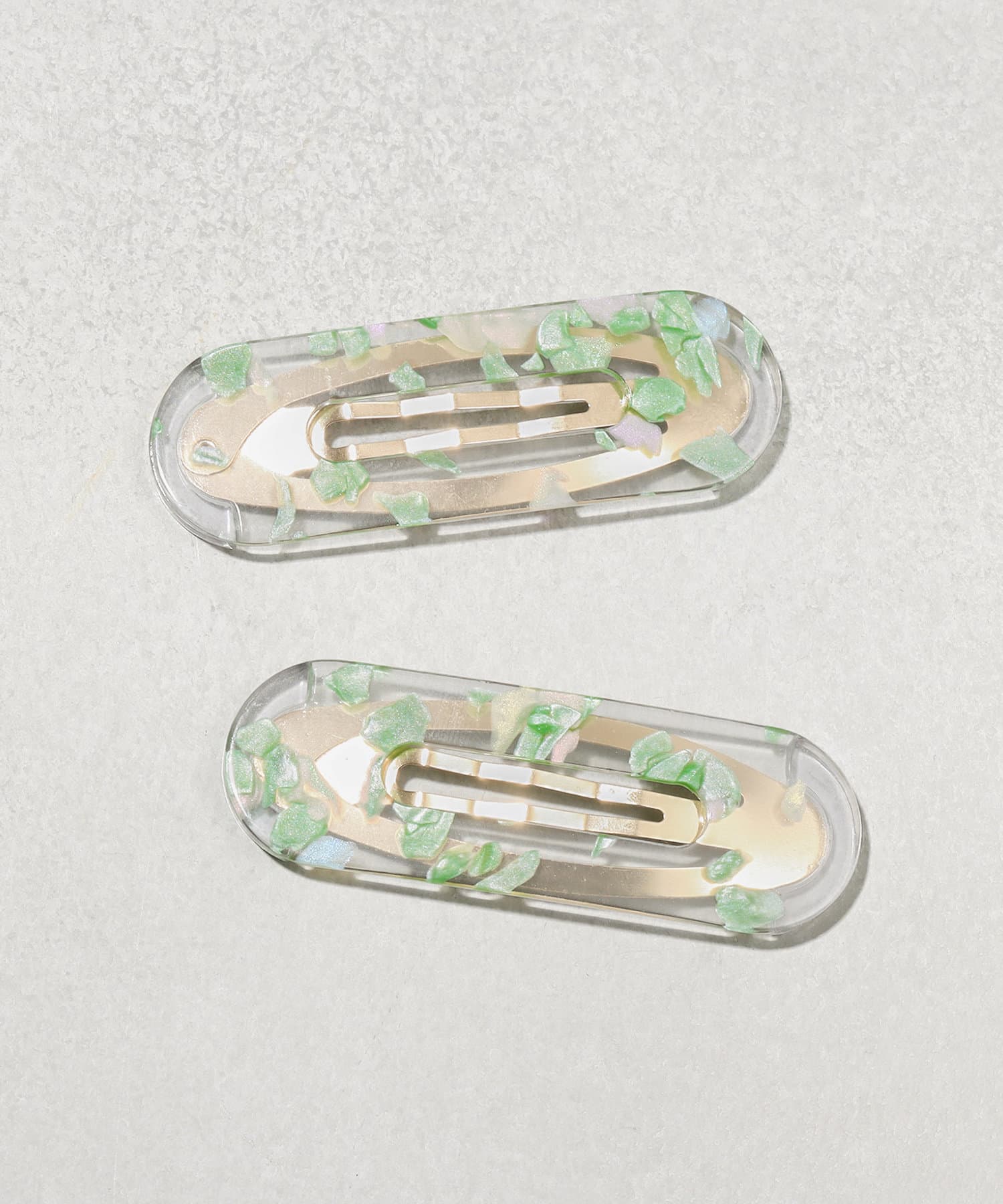 3COINS(スリーコインズ) オーバル柄パッチンピン2個セット