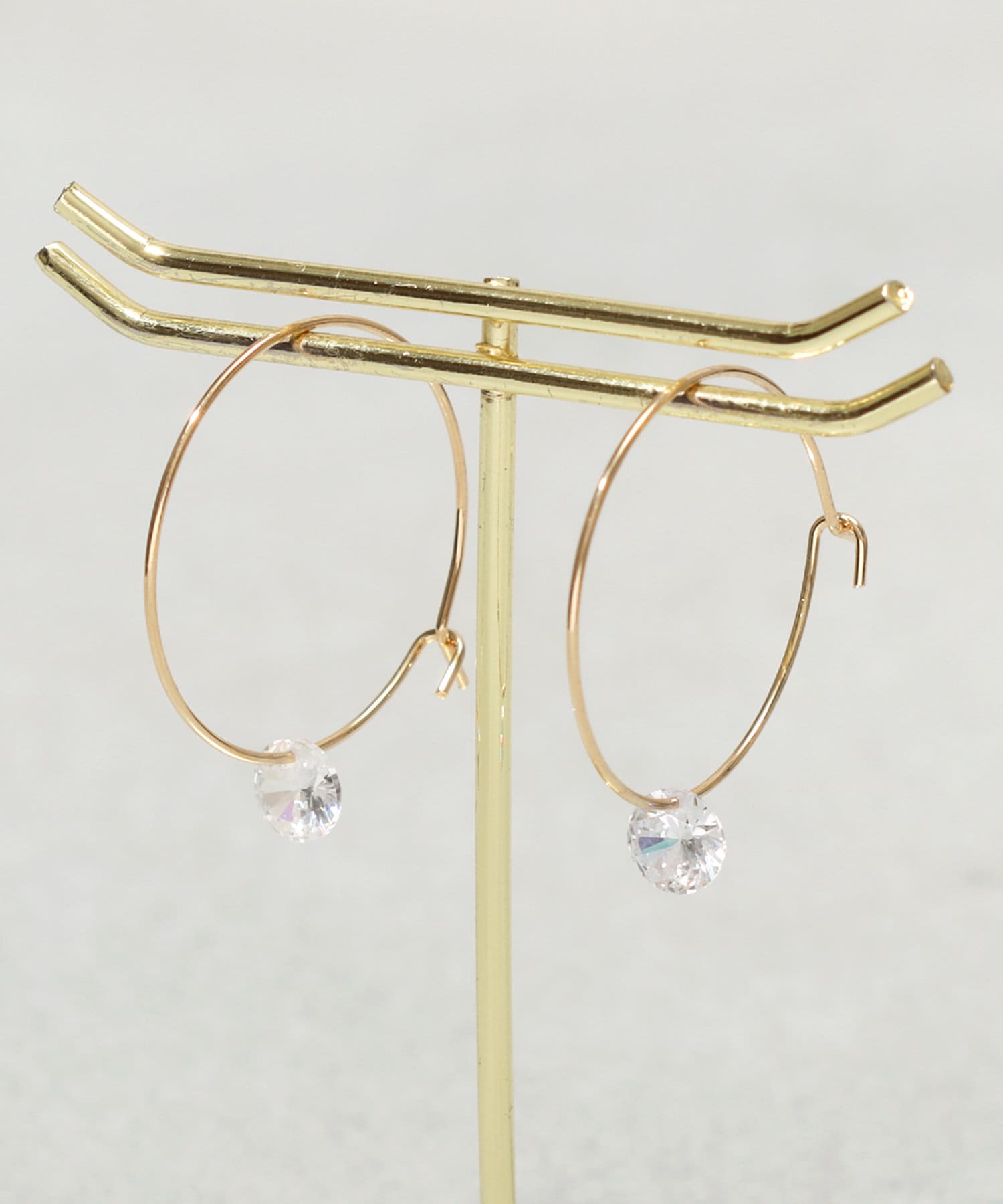 3COINS(スリーコインズ) 1粒ガラスフープピアス
