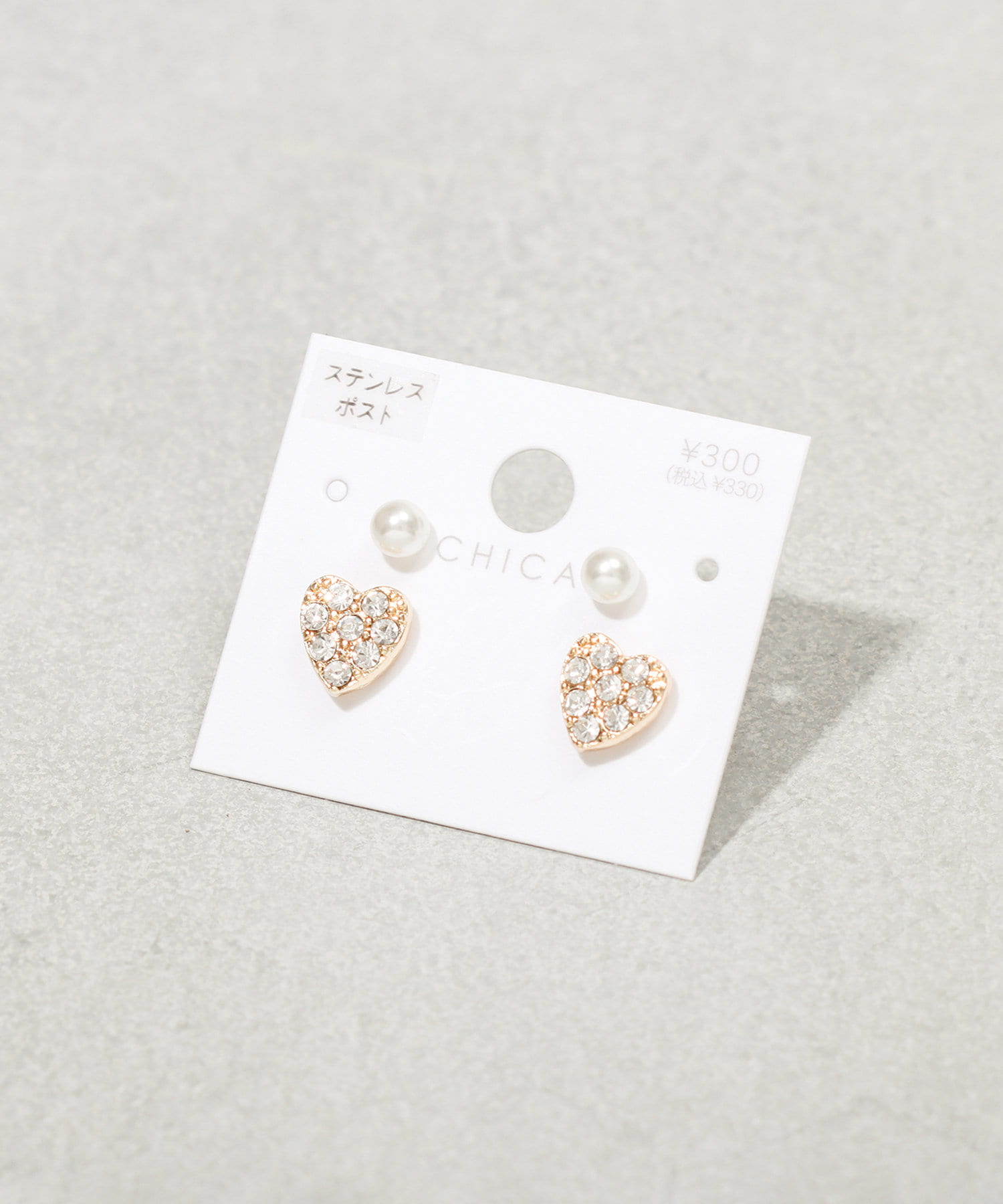 3COINS(スリーコインズ) パールハートピアス4個セット