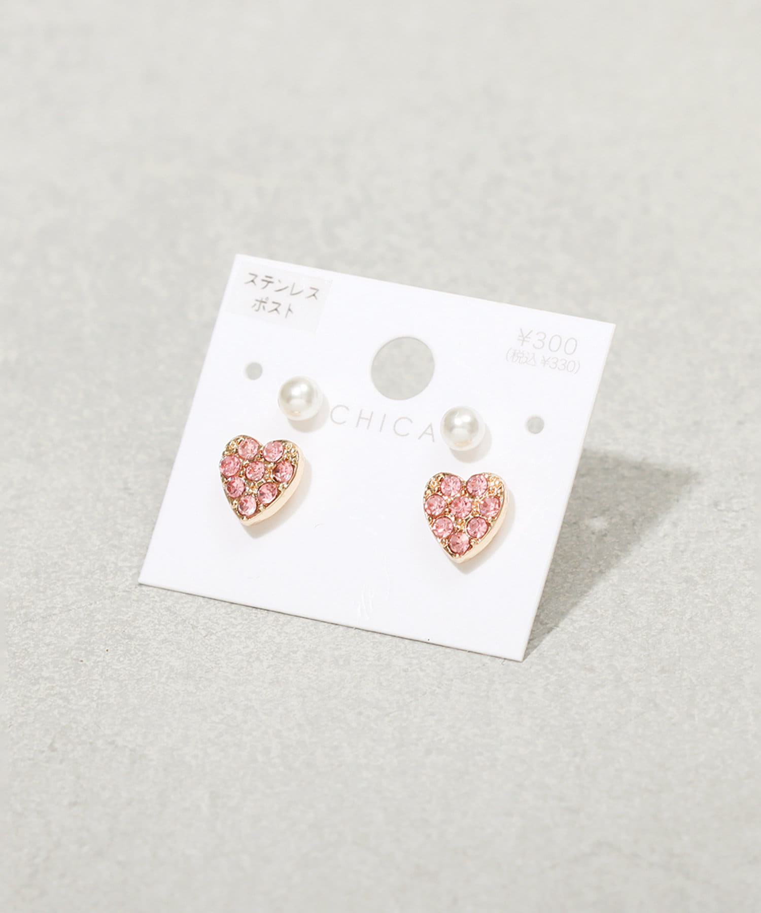 3COINS(スリーコインズ) パールハートピアス4個セット