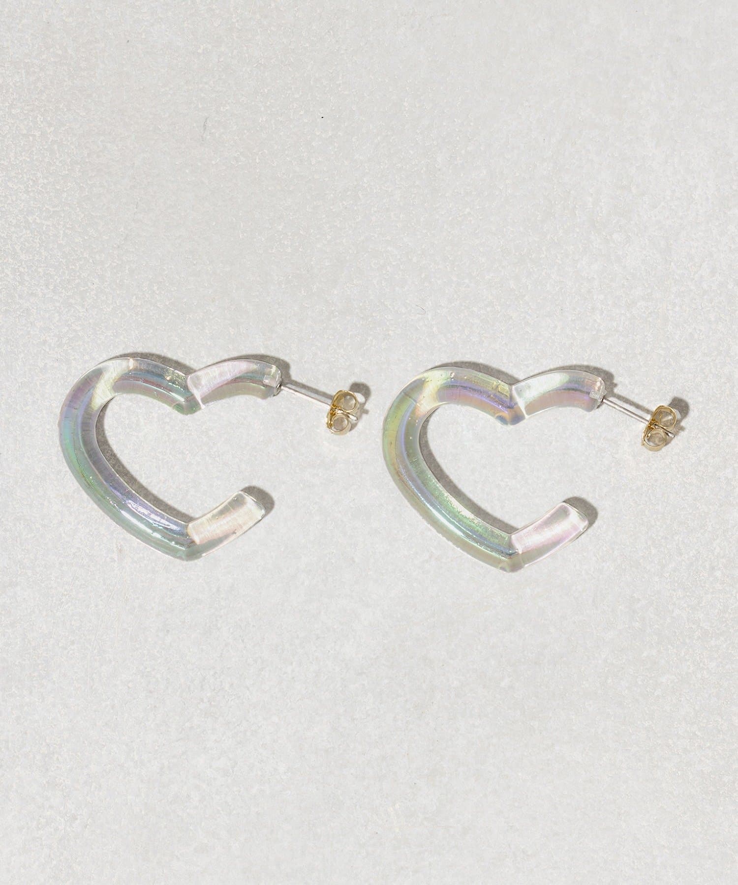 3COINS(スリーコインズ) クリアハートフープピアス