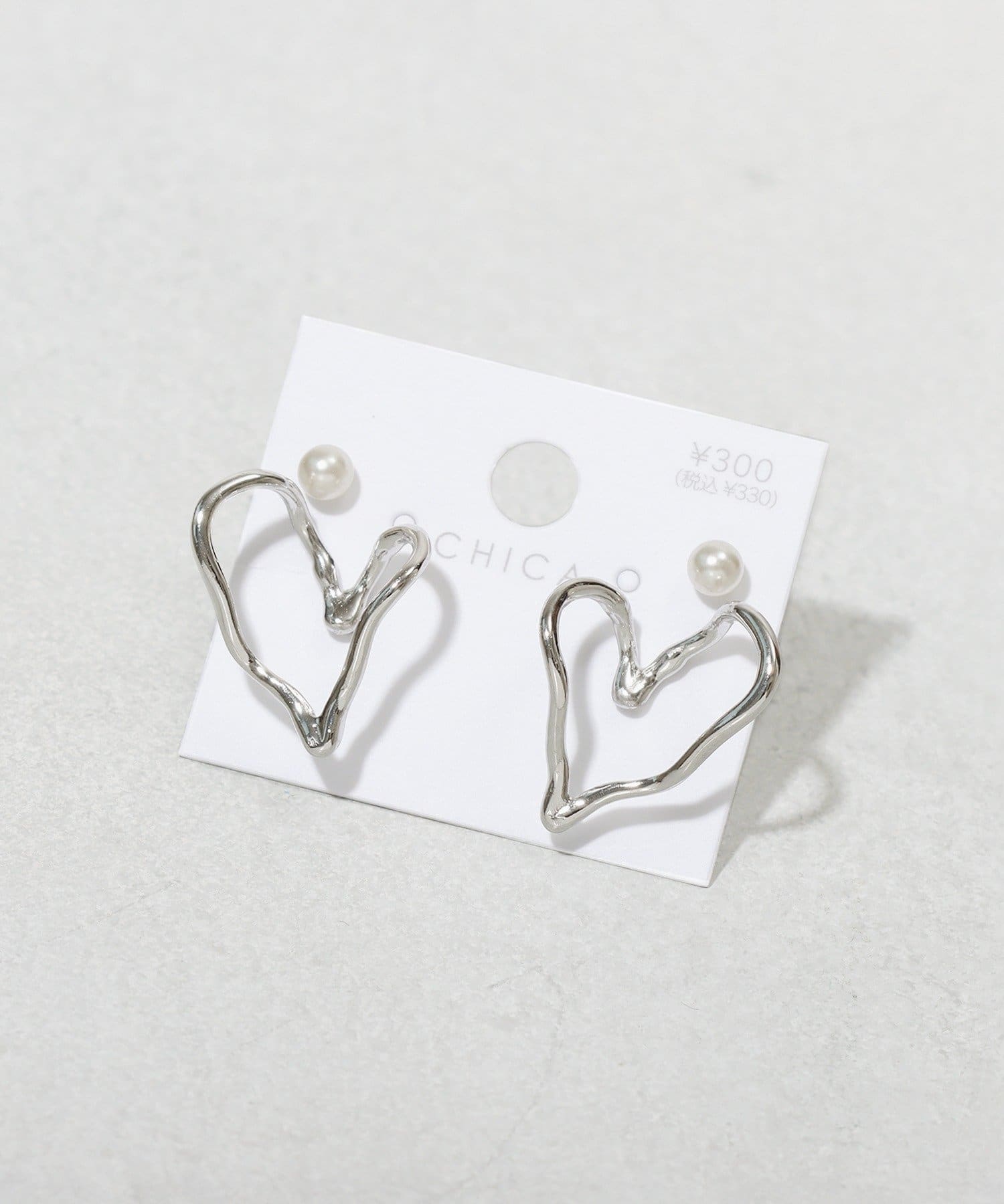 3COINS(スリーコインズ) パールメタルハートピアス4個セット