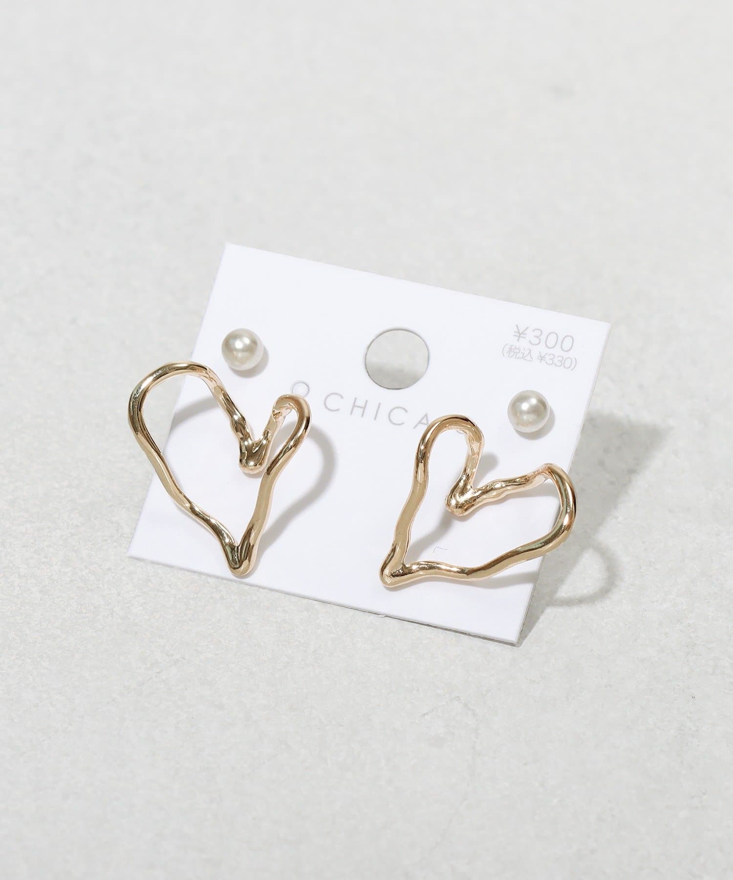 3COINS(スリーコインズ) パールメタルハートピアス4個セット