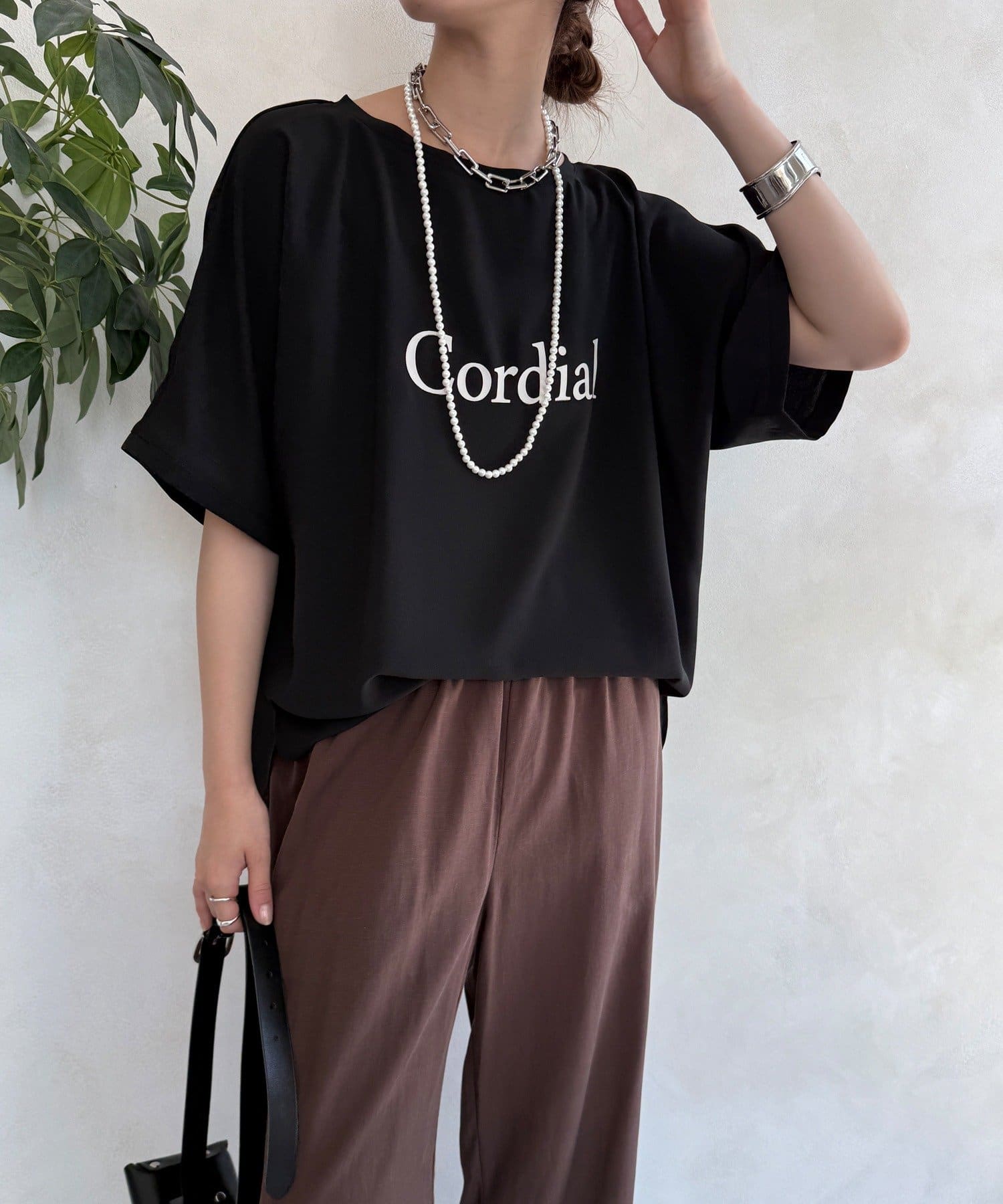 DOUDOU(ドゥドゥ) ドルマンジョーゼットロゴTEE