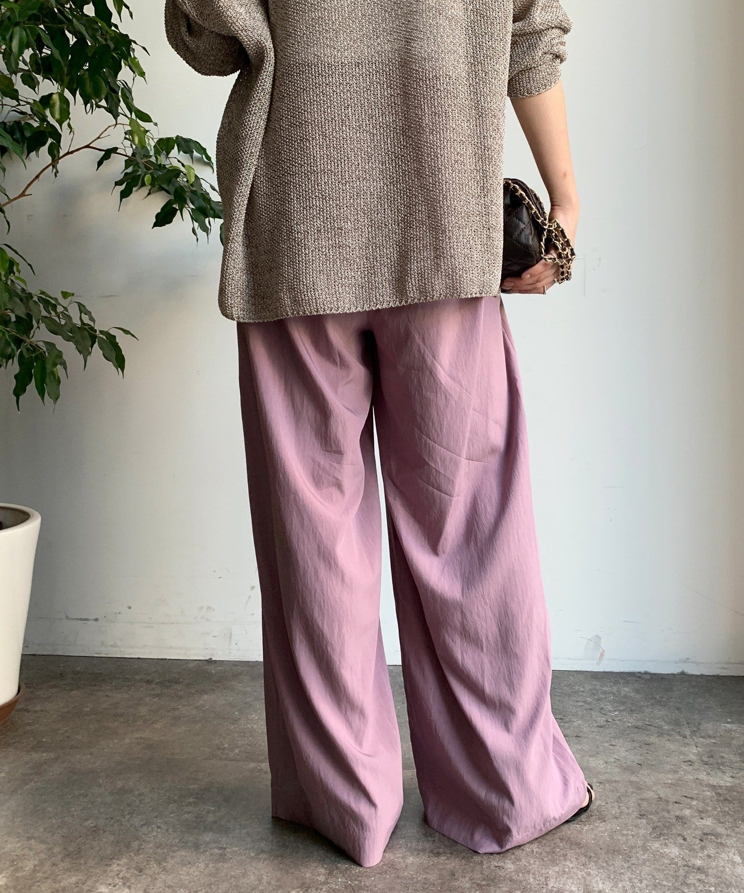 DOUDOU(ドゥドゥ) 【完売サイズ再追加！】シャンブレータックワイドパンツ