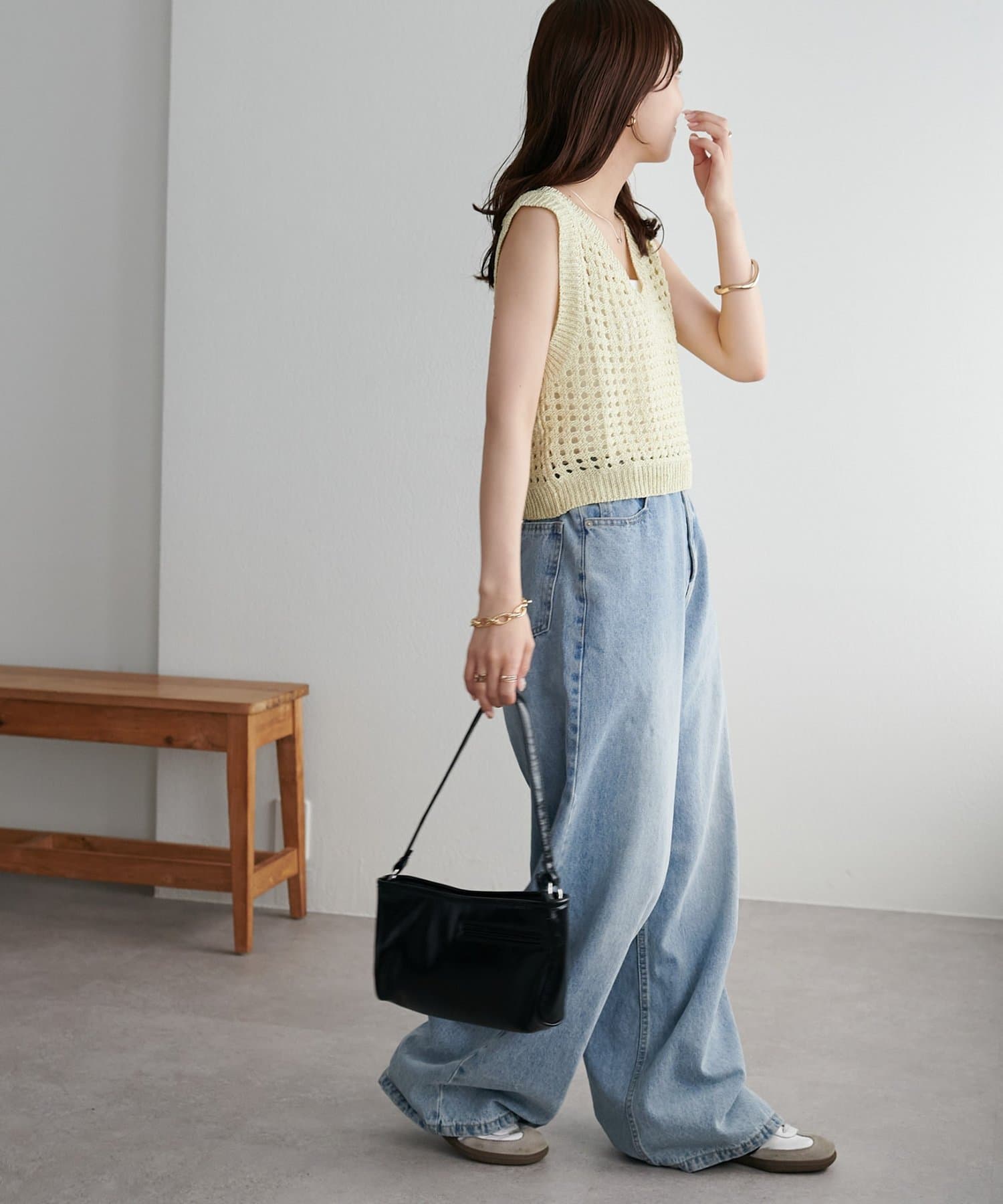 DISCOAT(ディスコート) 【新色追加!/WEB限定】透かし編みニットベスト