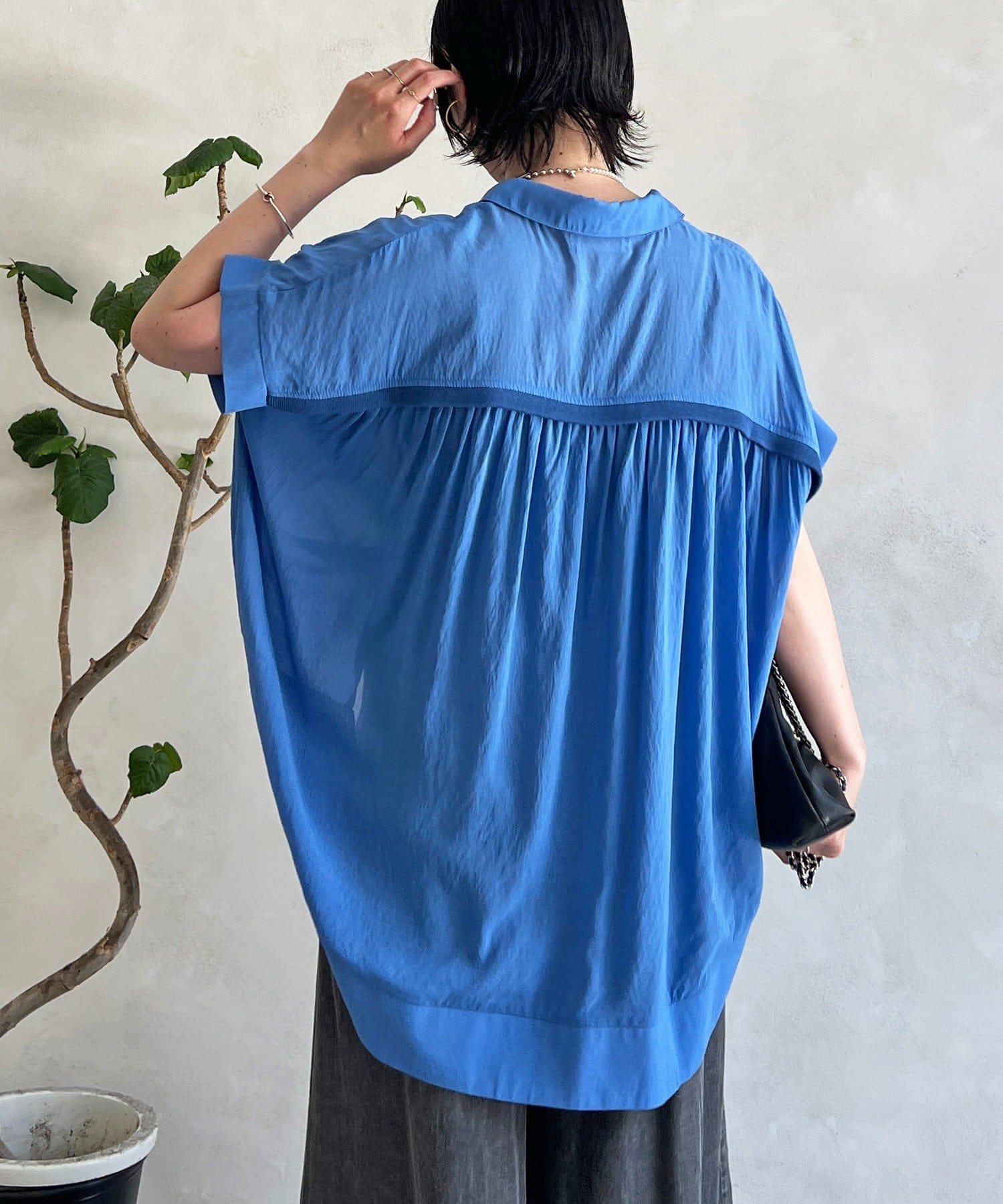 Croisiere(クロジエール) 【SNSで話題！】【待望の再入荷！】麻調シアーバックテープシャツ