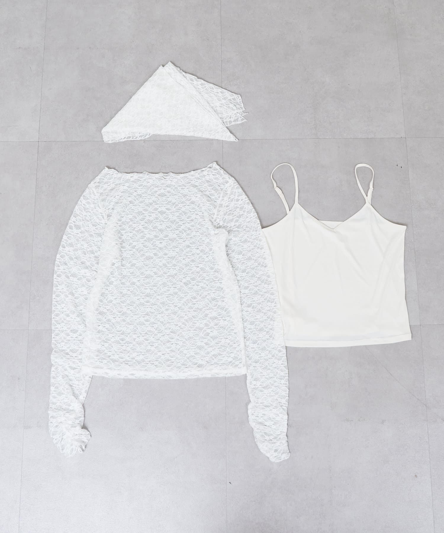 OUTLET(アウトレット) 【RAY CASSIN】【スカーフ付き】レーストップス インナーセット